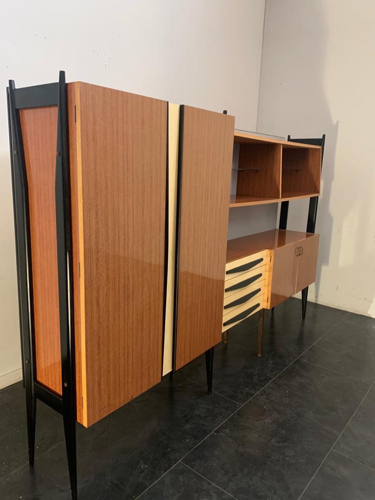Mid-20th Century Laminate & Lacquered Wood Shelf, 1960s For Sale