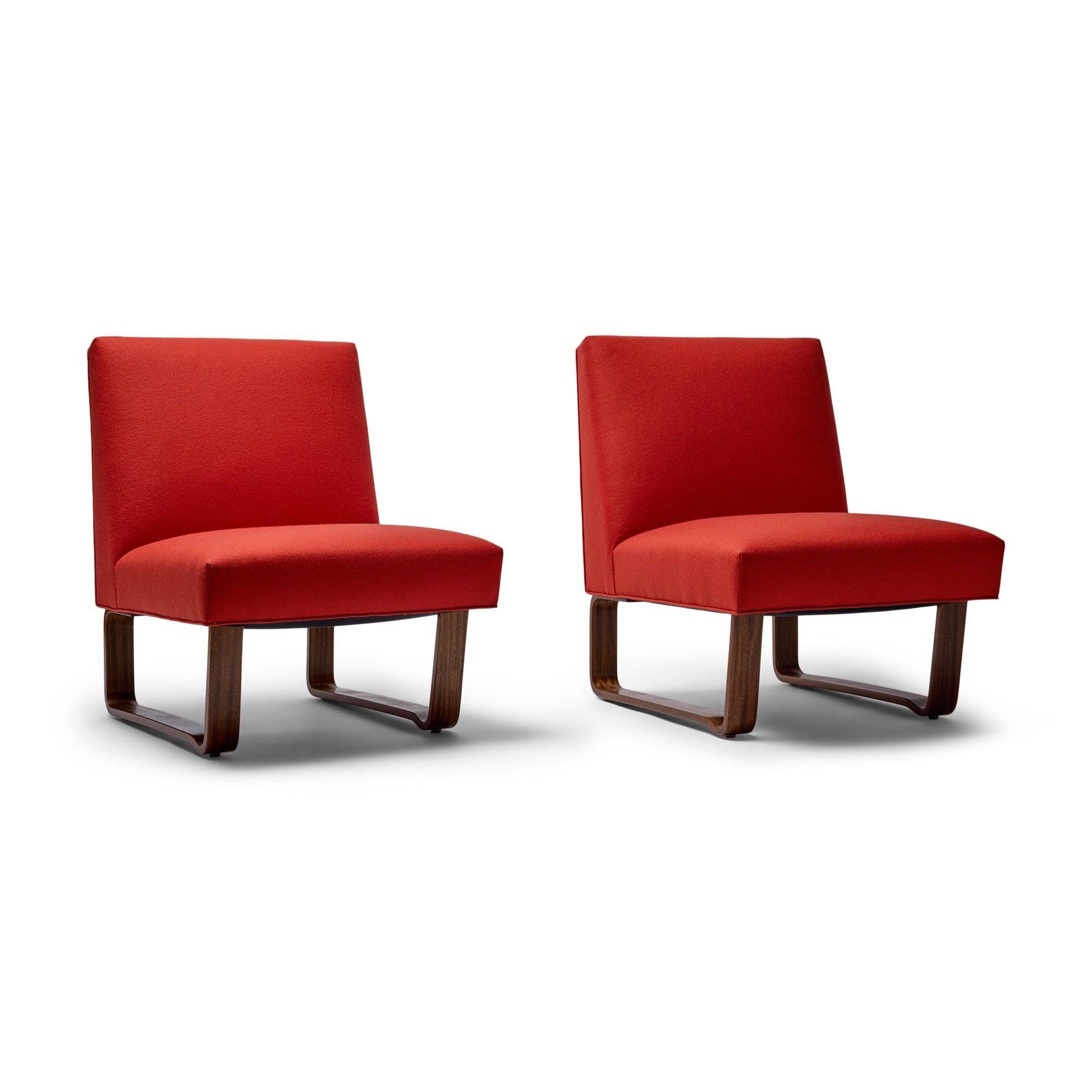 Sedia da salotto con base in laminato di Edward Wormley per Dunbar, anni '40 In condizioni ottime in vendita a Sagaponack, NY