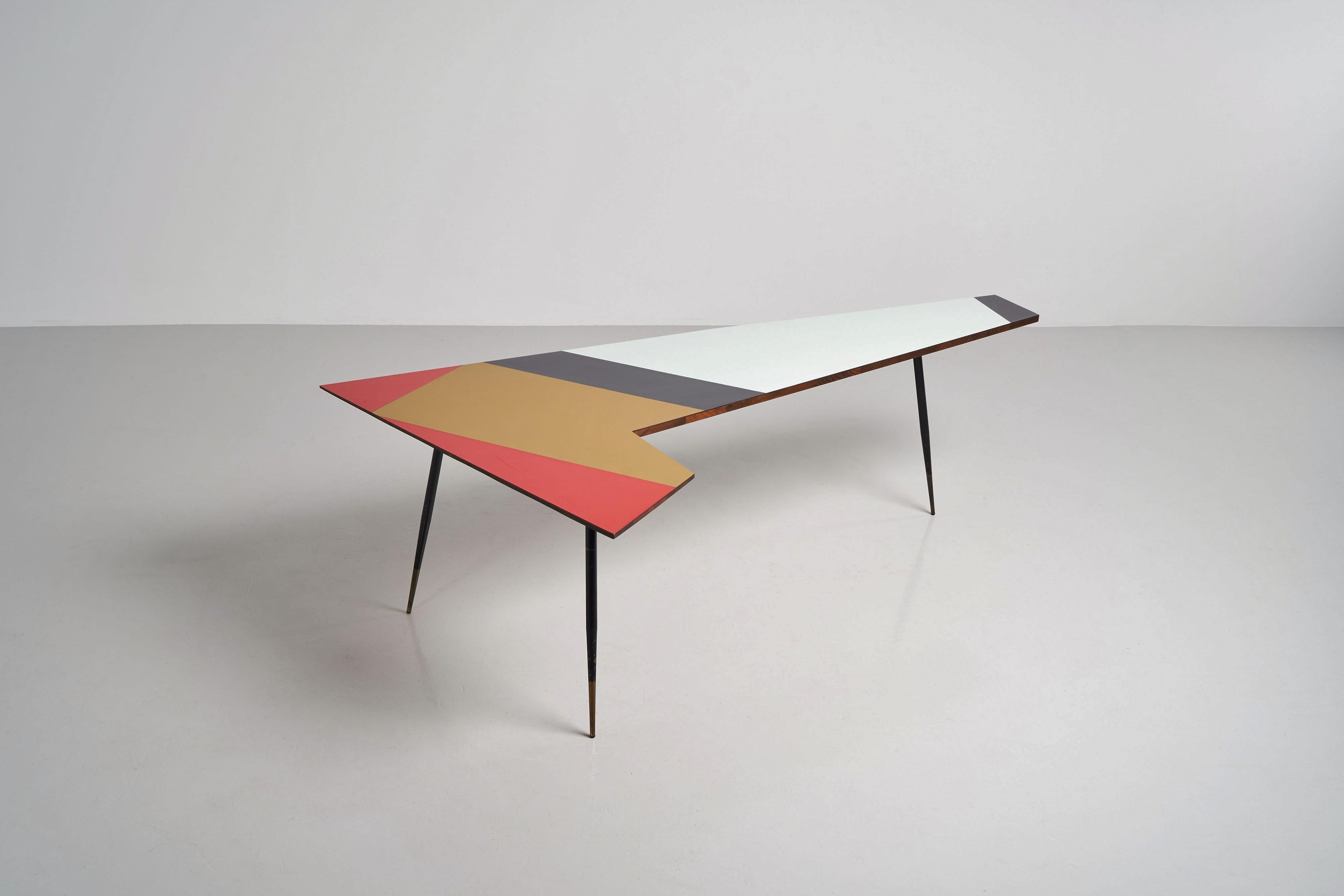Italian Laminated boomerang desk made in Italy 1950s For Sale