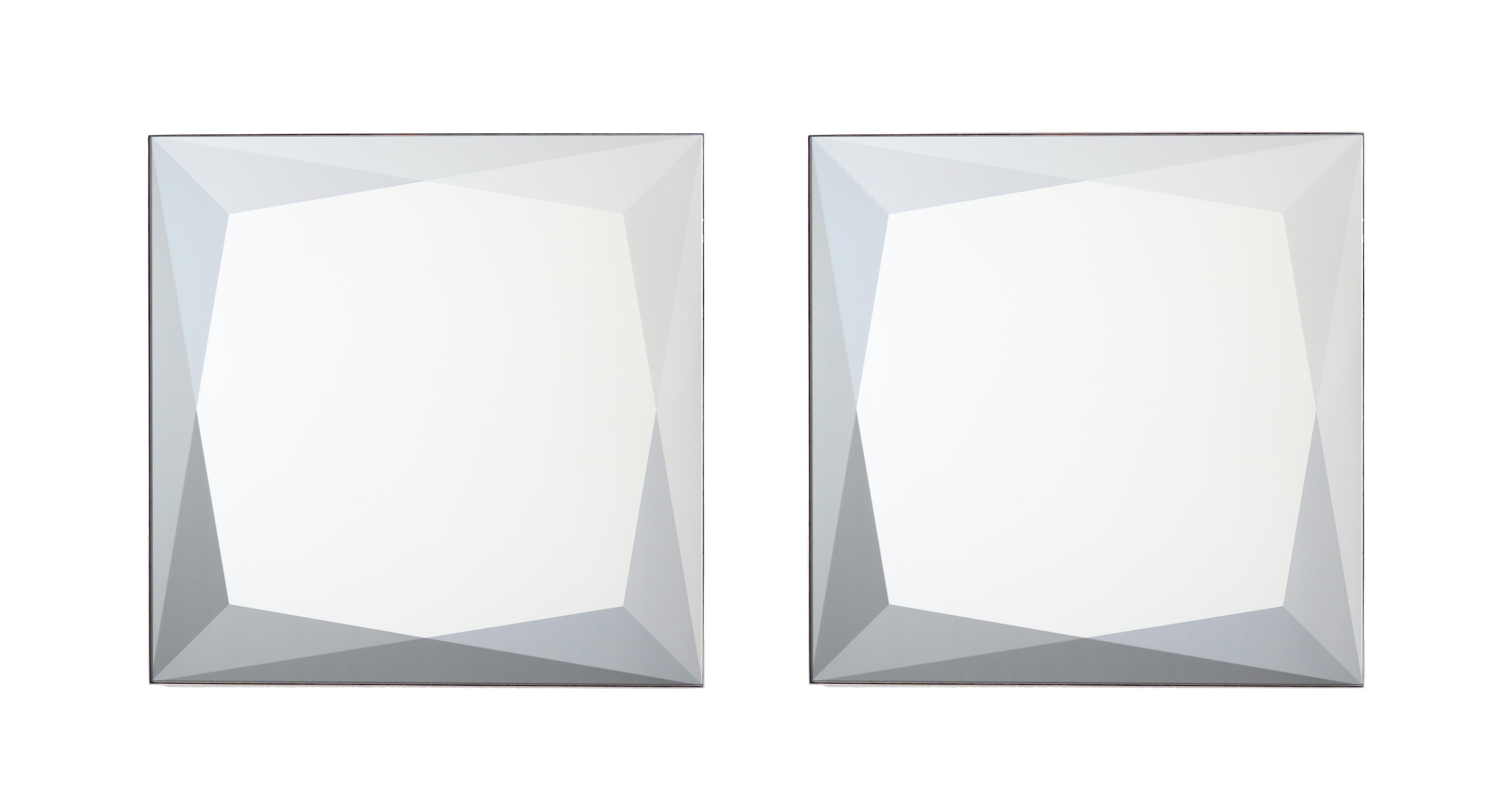 Contemporary Laminated Low Iron Square Gem Mirrored Glass with Gray Gem Colorway