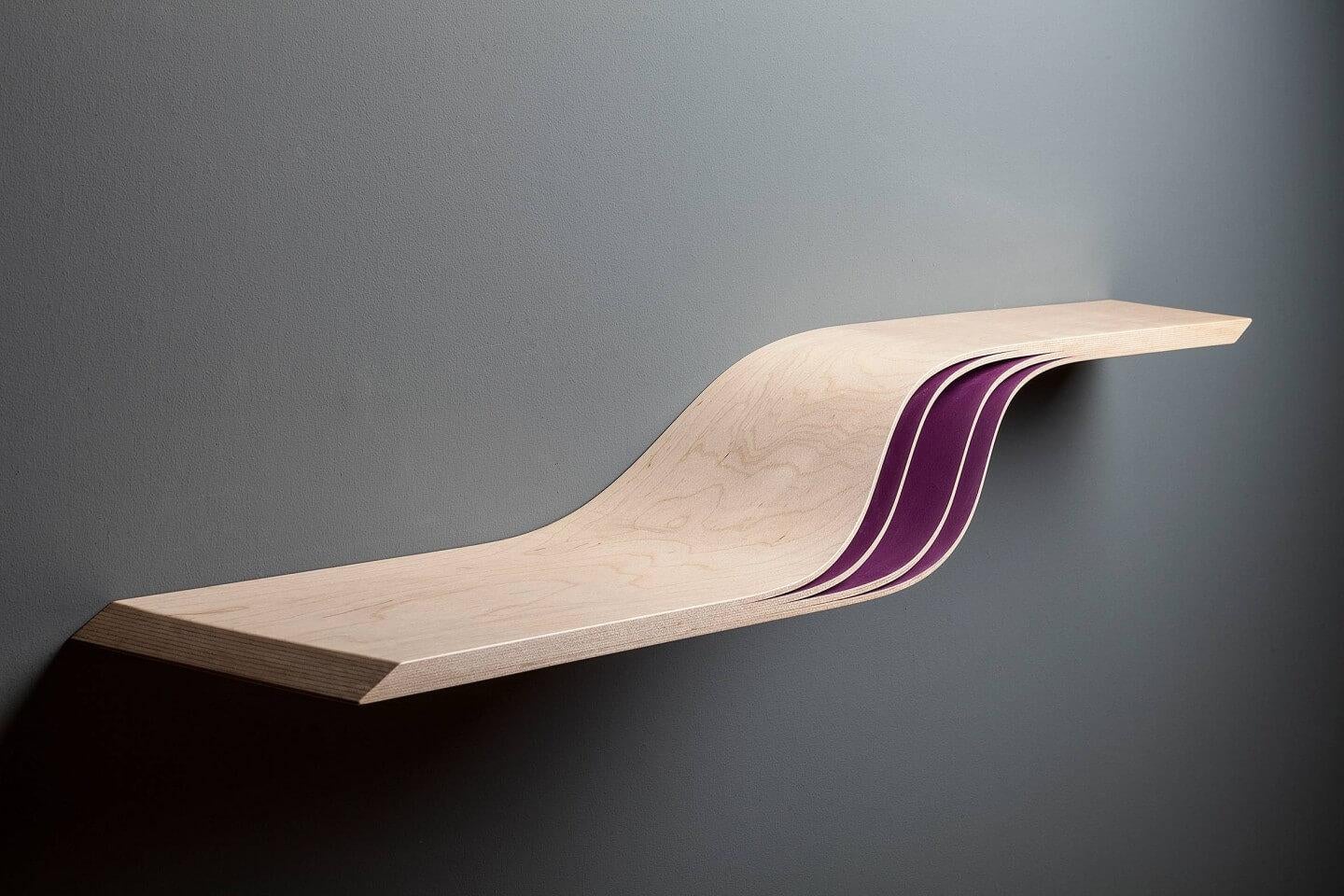 Contemporary Laminated Maple Vitulus Floating Shelf by David Tragen For Sale