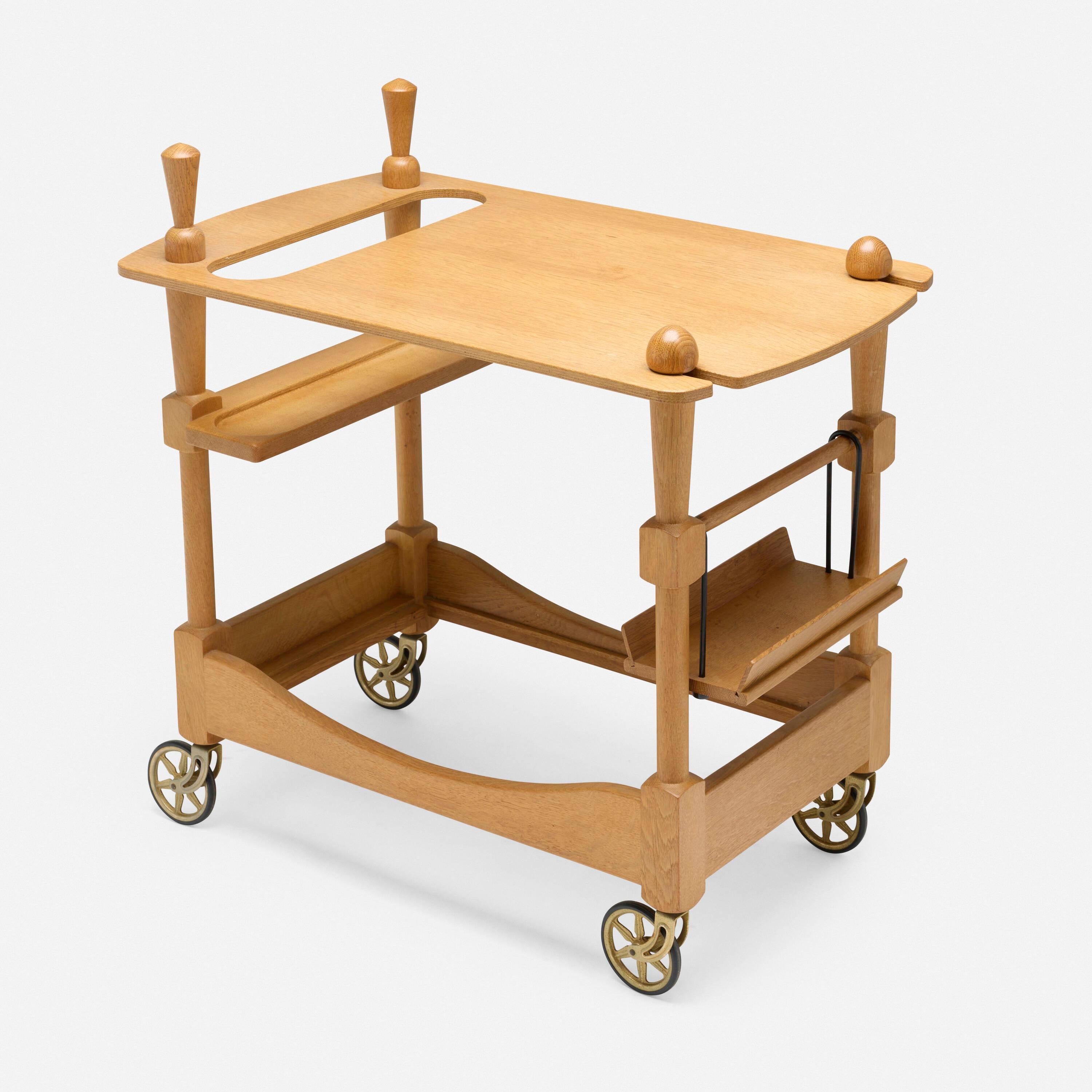Oak Rigger Cart Laminated Oak Bar Cart by Guillerme et Chambron For Sale at 1stDibs