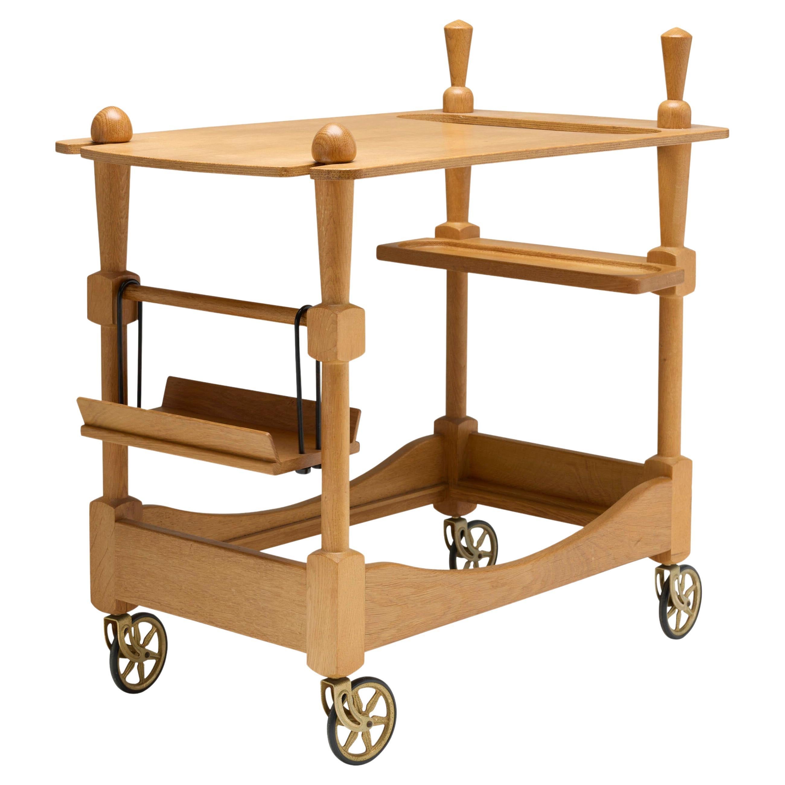 Laminated Oak Bar Cart by Guillerme et Chambron