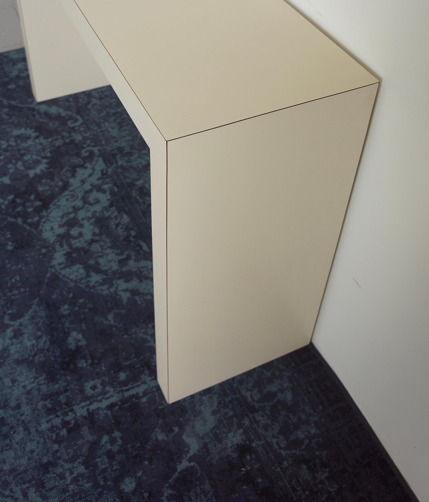American Laminated Off White Formica Console Table 