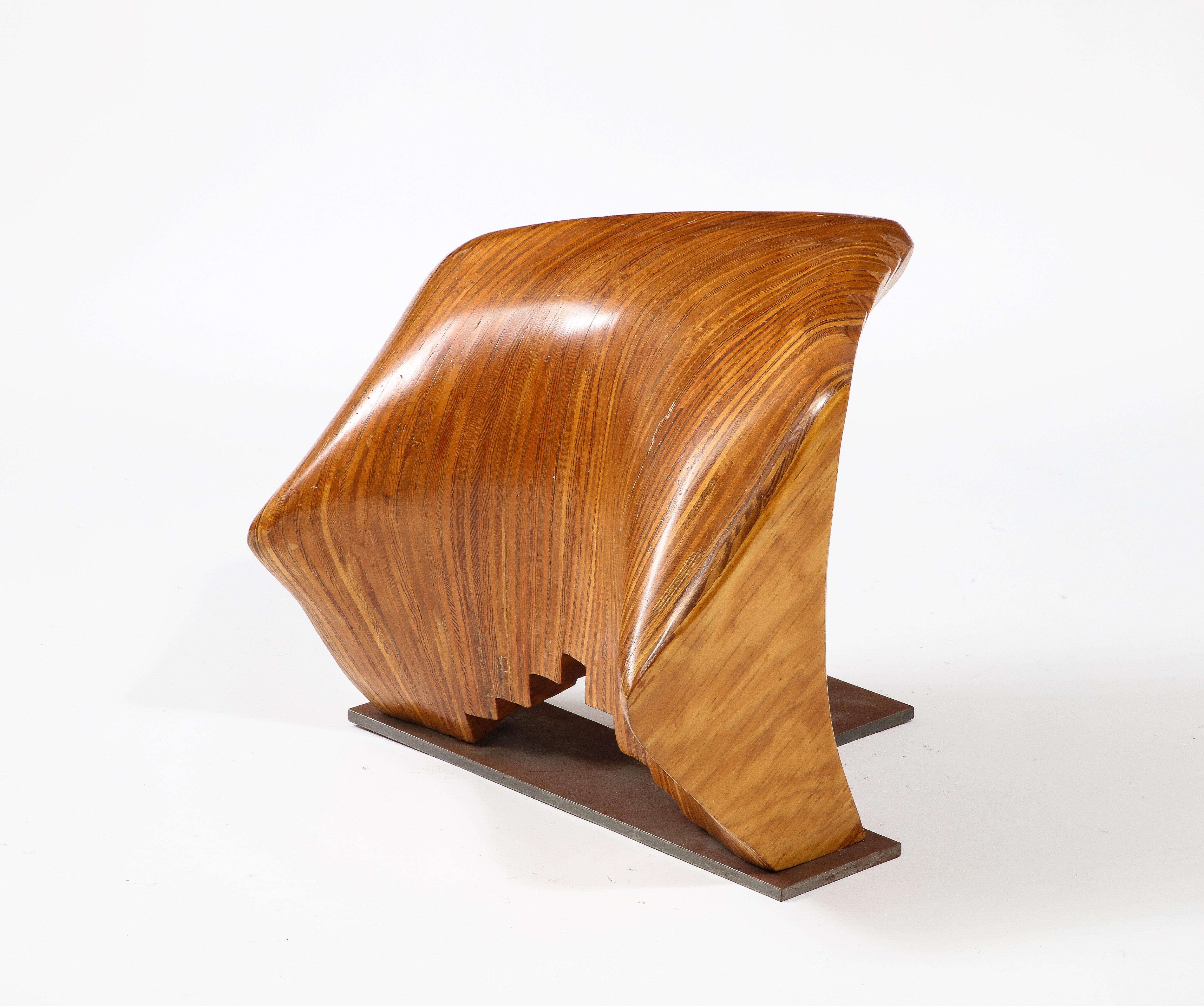 Mid-Century Modern Sculptural Laminated Wood Object or Stool, USA 1960's For Sale
