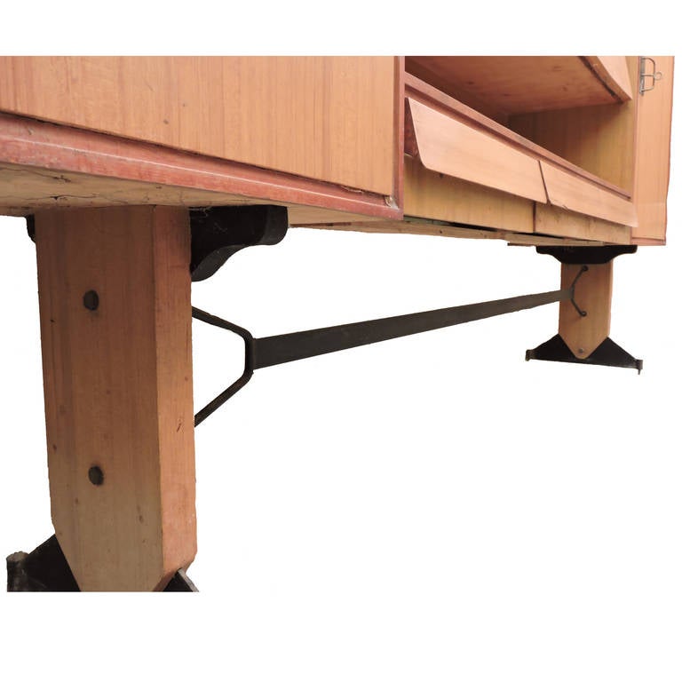 Mid-20th Century 1948s Laminated Wood Sideboard Brevetti Porzi Lissone Italy Italian Design For Sale