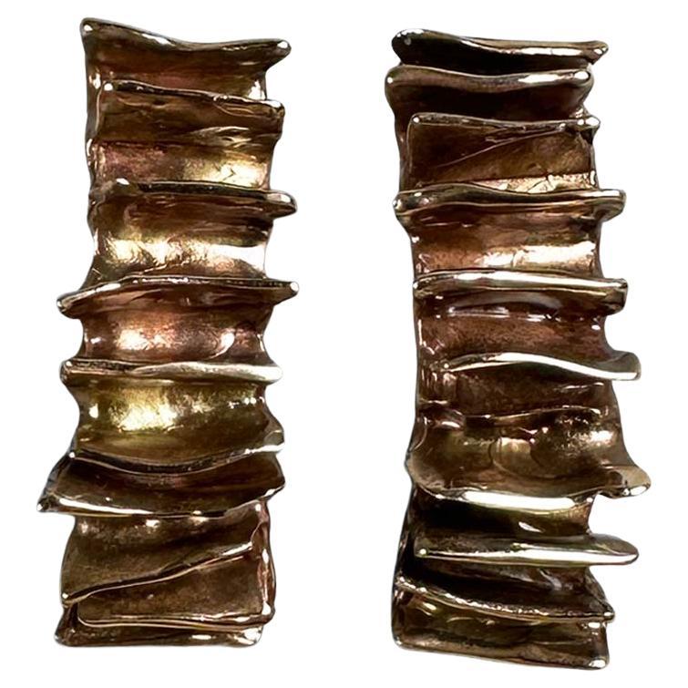 Lamine Sculpture Earrings in Bronze by Lo Studiolo Genève
