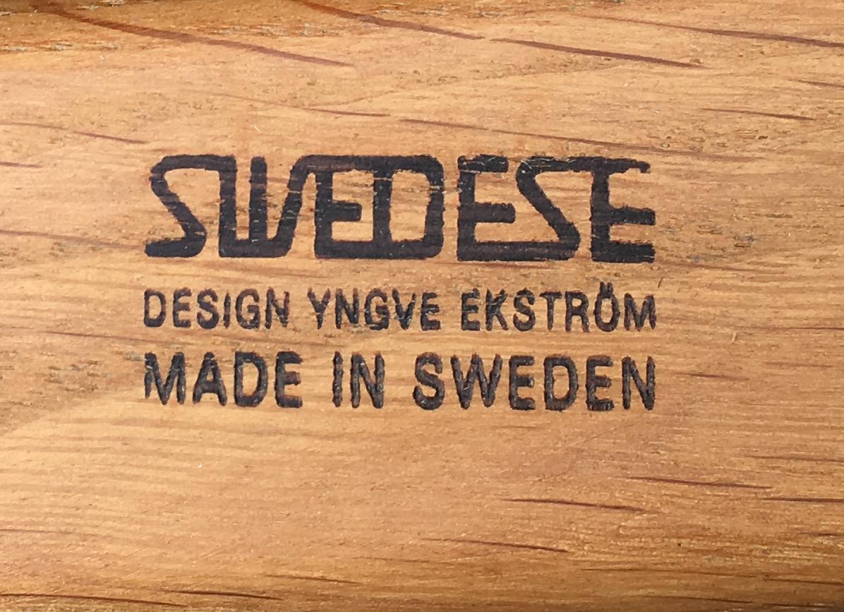 Scandinavian Modern Lamino Chair and Footstool by Yngve Ekstrom for Swedese in Oak and Black Karakul