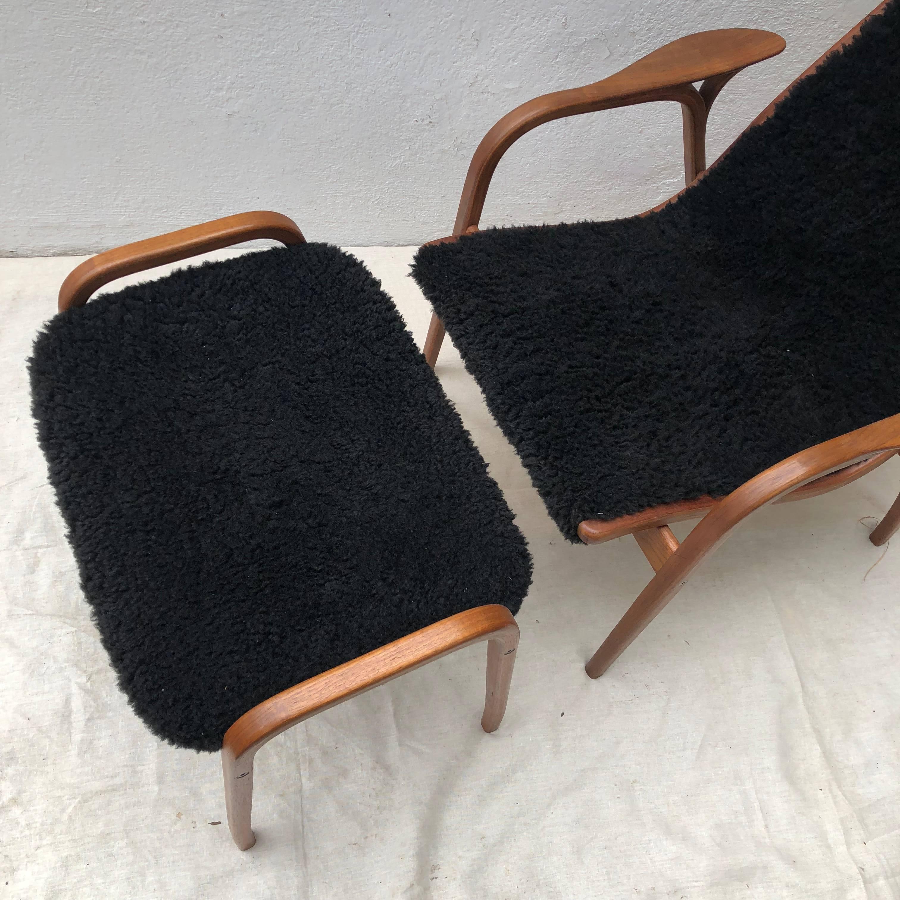 Lamino Chair and Ottoman by Yngve Ekström for Swedese In Good Condition In East Hampton, NY