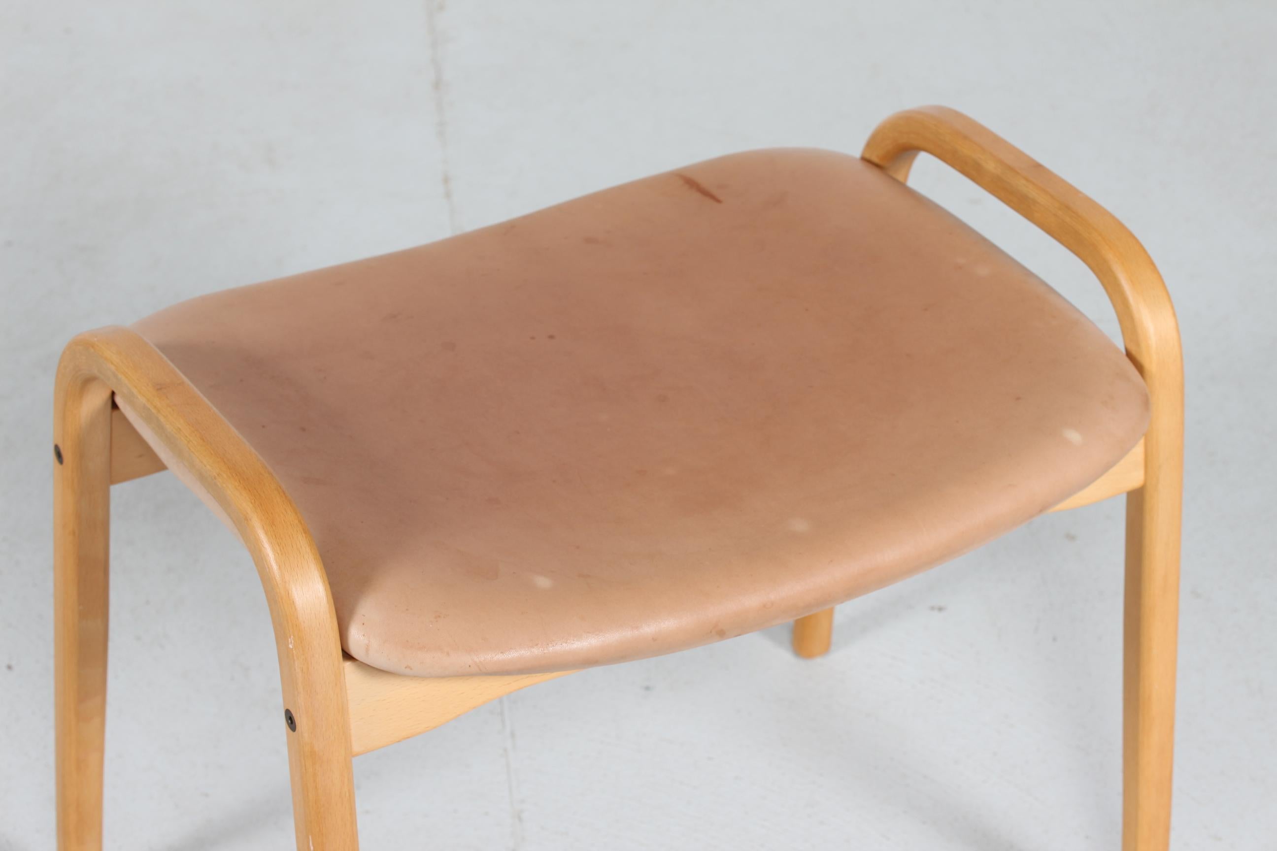 Lamino Chair and Stool by Yngve Ekström with Leather Made by Swedese, Sweden 2