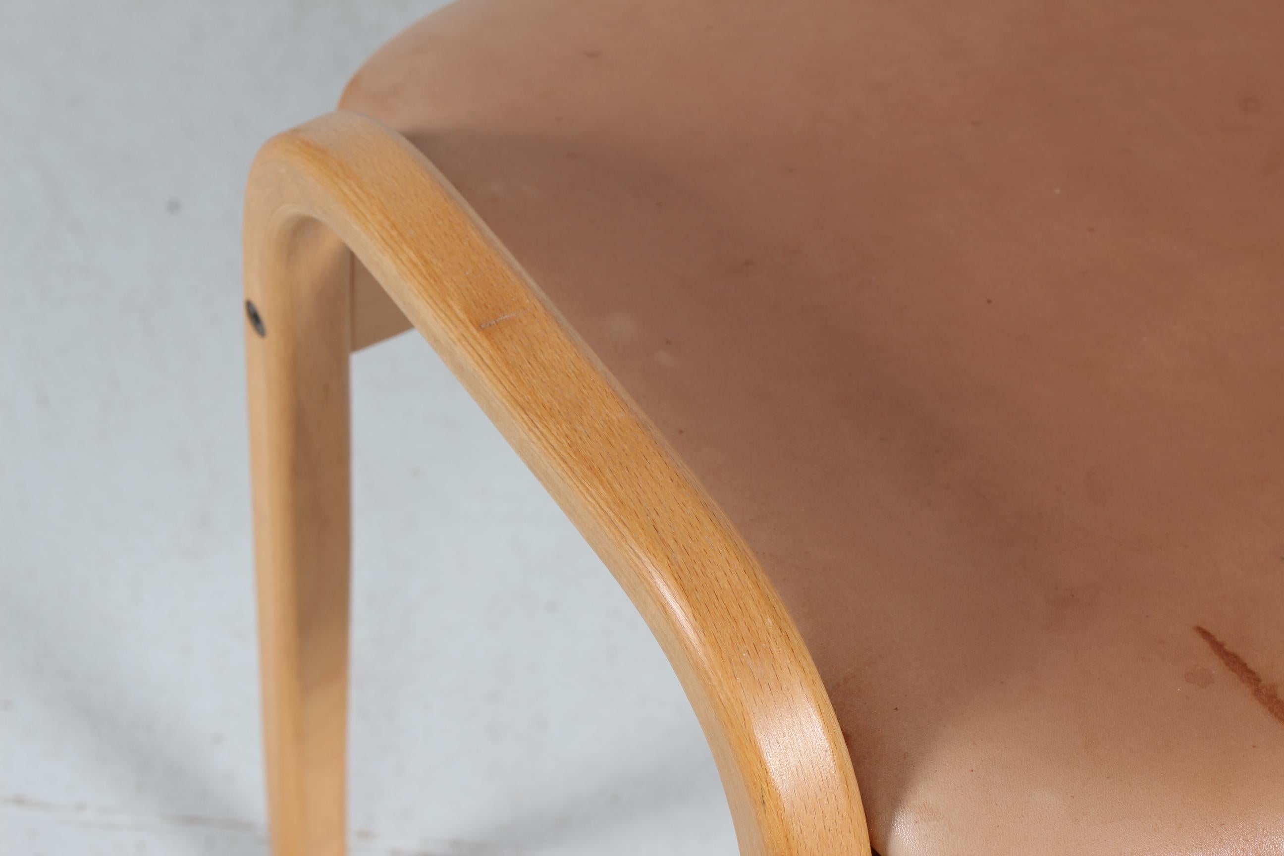Lamino Chair and Stool by Yngve Ekström with Leather Made by Swedese, Sweden 3