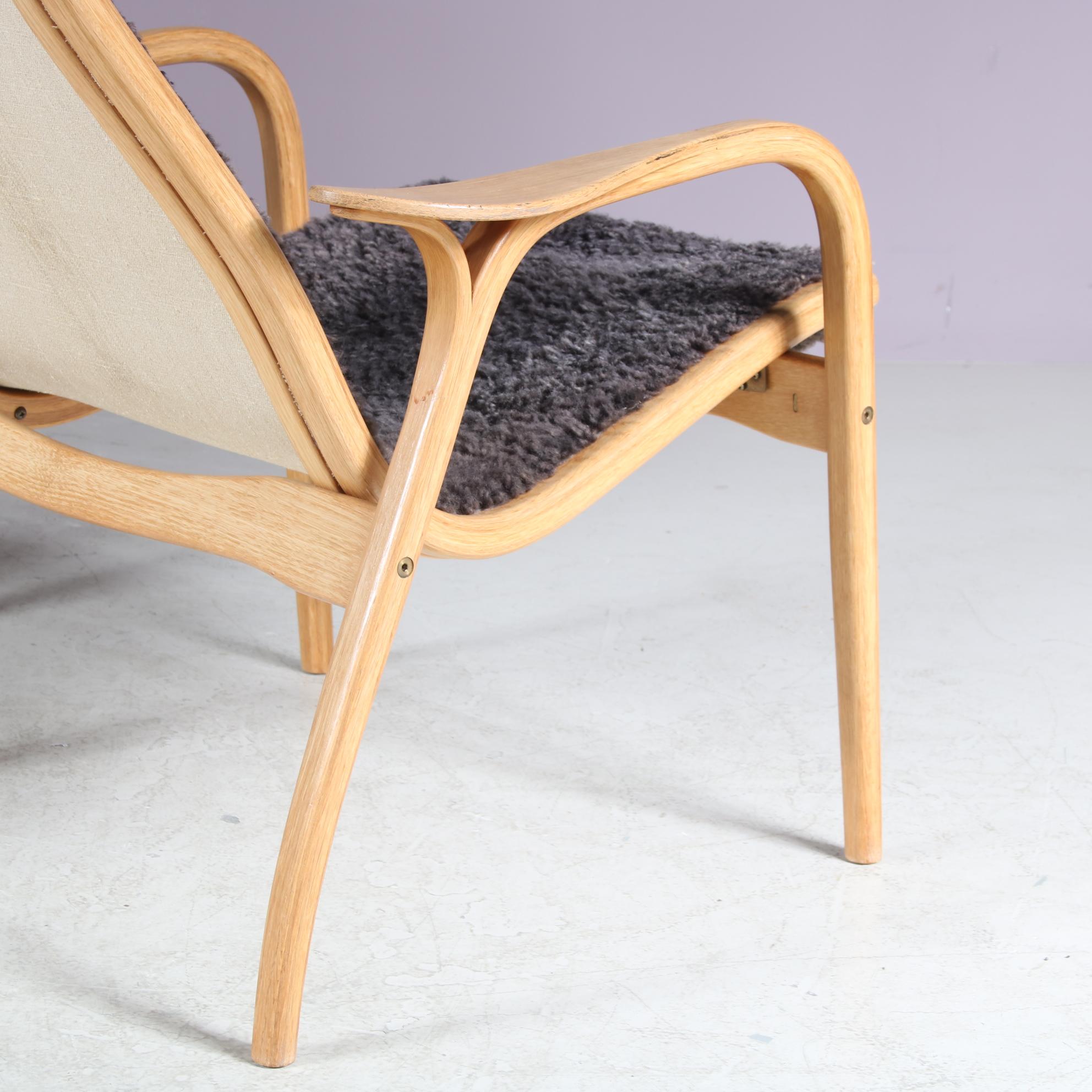 Cuir de mouton Chaise Lamino par Yngve Ekström pour Swedese, Suède 1970 en vente