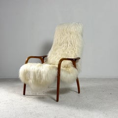 Lamino Chair with Sheepskin Upholstery by Yngve Ekstrom for Swedese 1950's