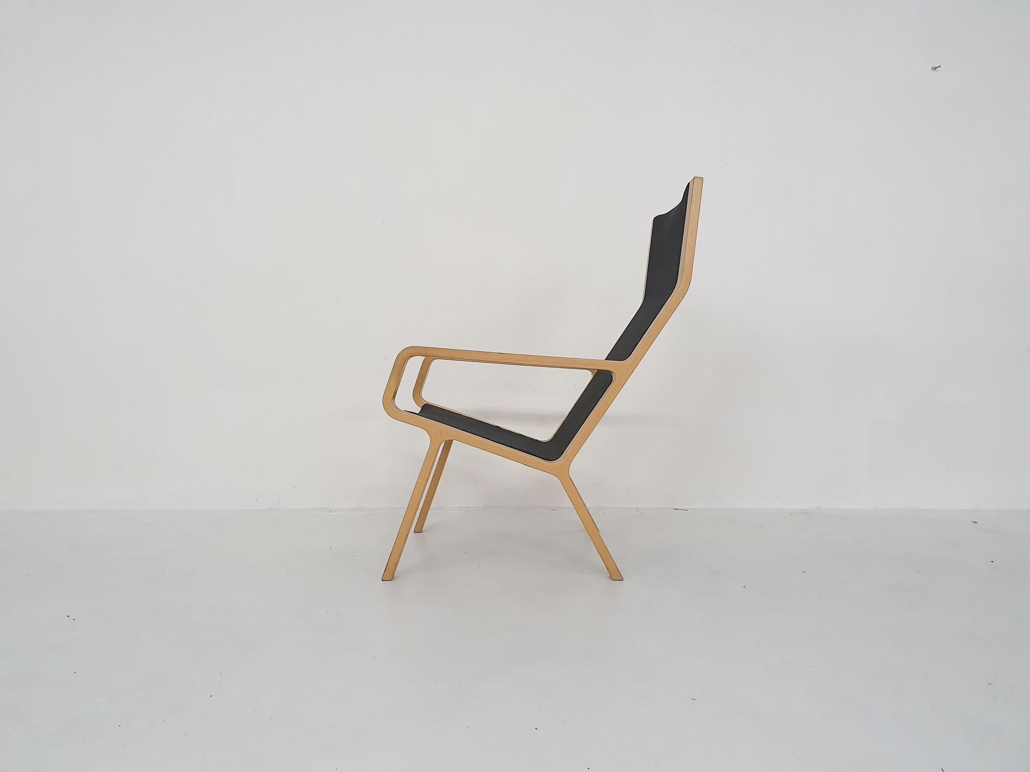 Scandinavian Lamintated Beech and Gauze Design Lounge Chair For Sale