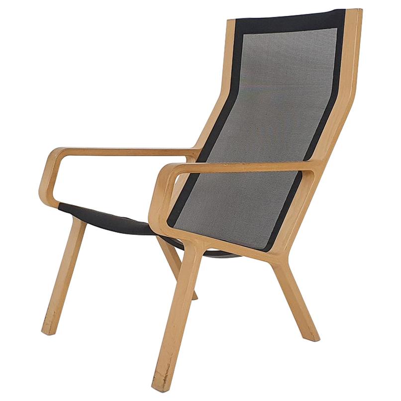 Lamintated Beech and Gauze Design Lounge Chair For Sale