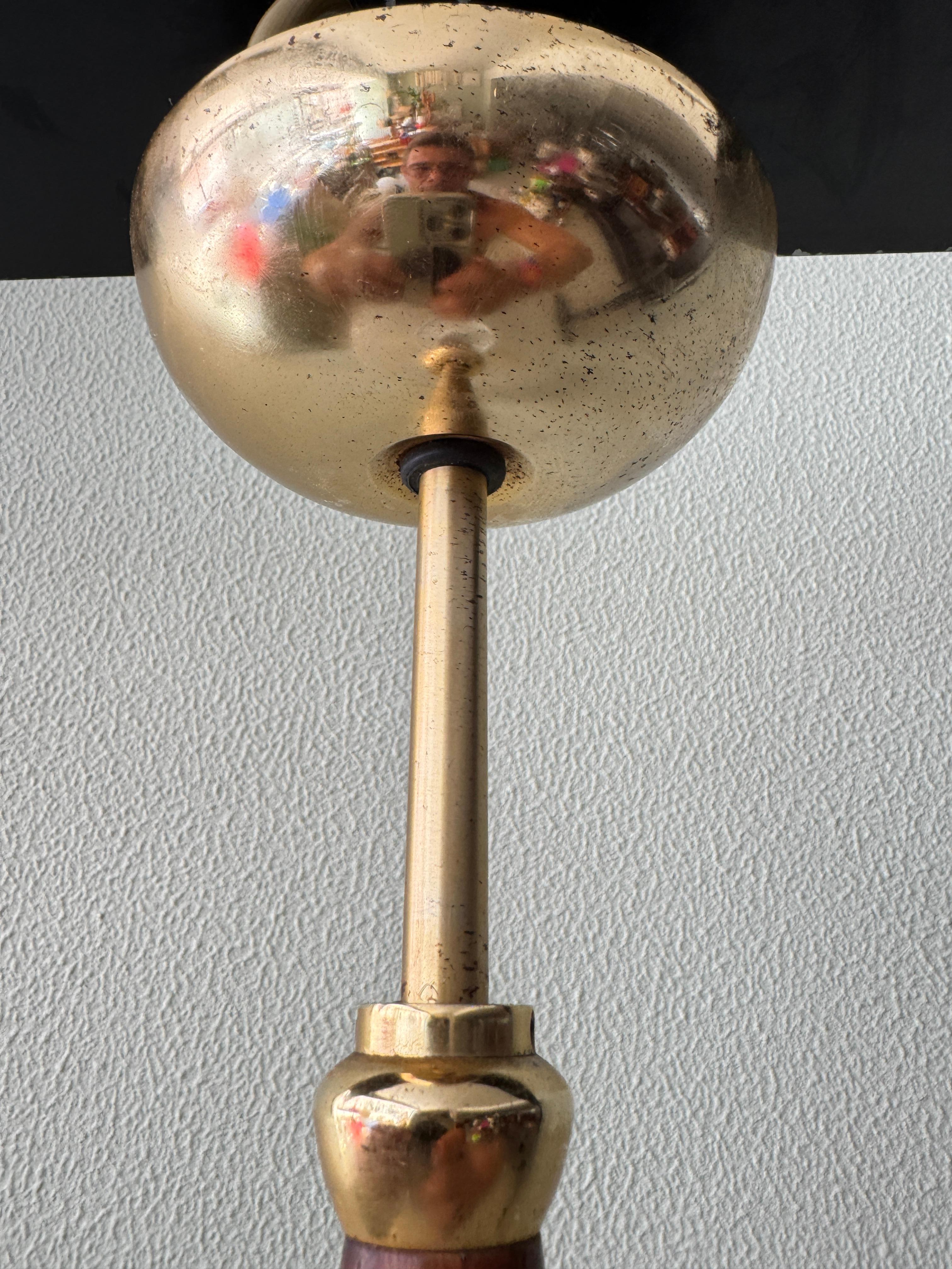 Lamiprogetti BAJA Lampada a sospensione in ottone e teak con vetro satinato Italia anni '80 in vendita 5