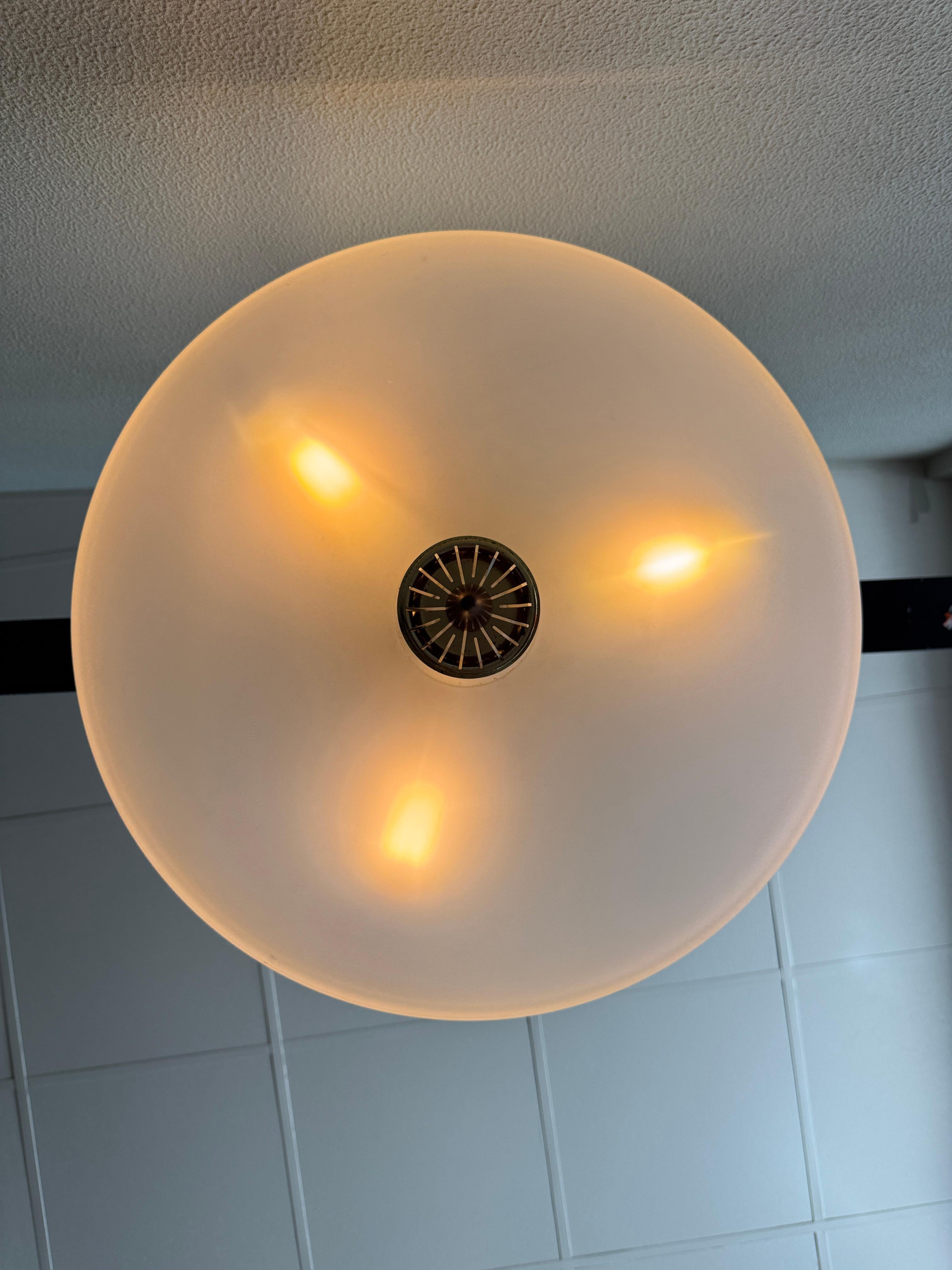 Lamiprogetti BAJA Lampada a sospensione in ottone e teak con vetro satinato Italia anni '80 in vendita 10