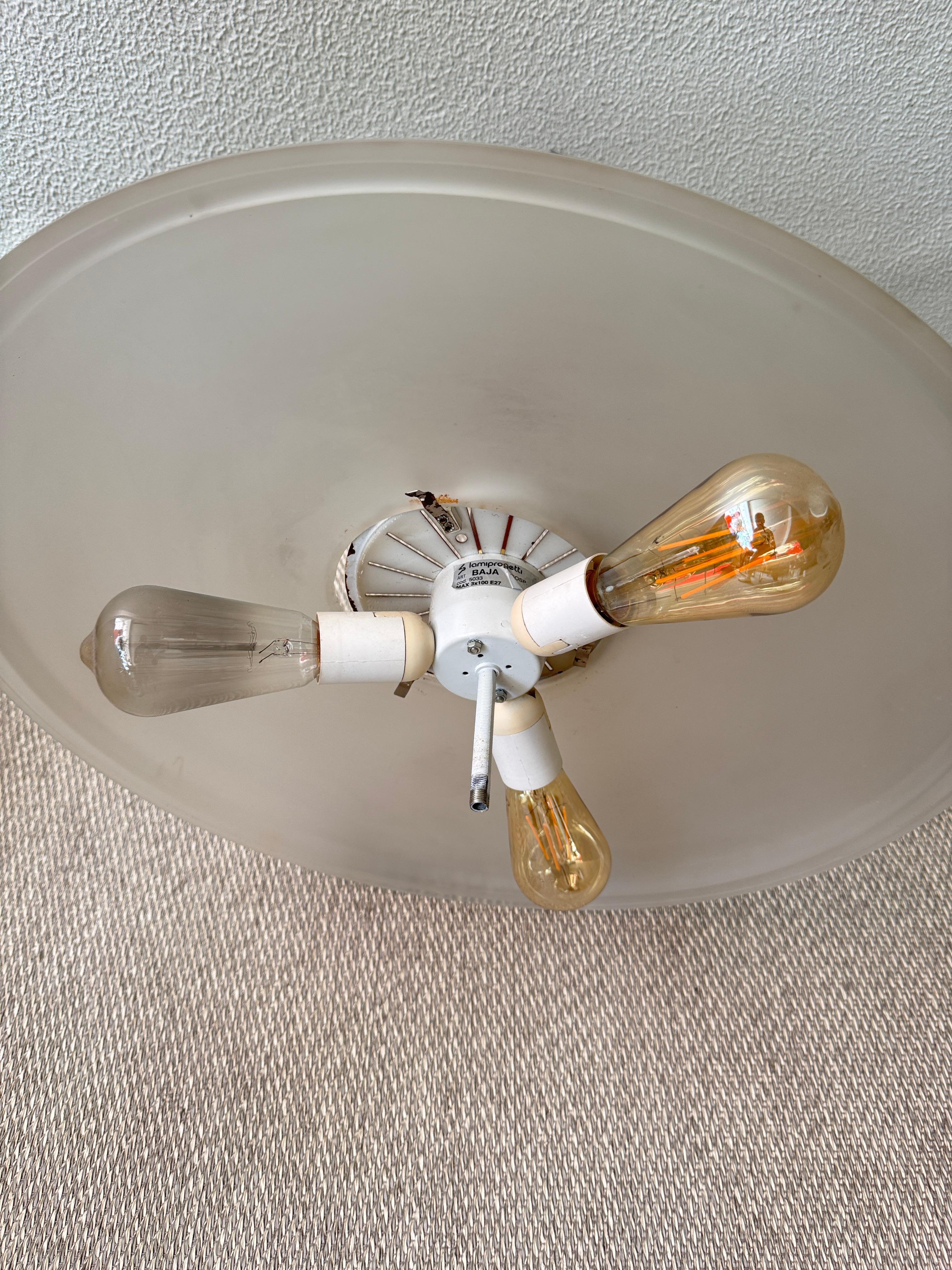 Lamiprogetti BAJA Lampada a sospensione in ottone e teak con vetro satinato Italia anni '80 in vendita 12