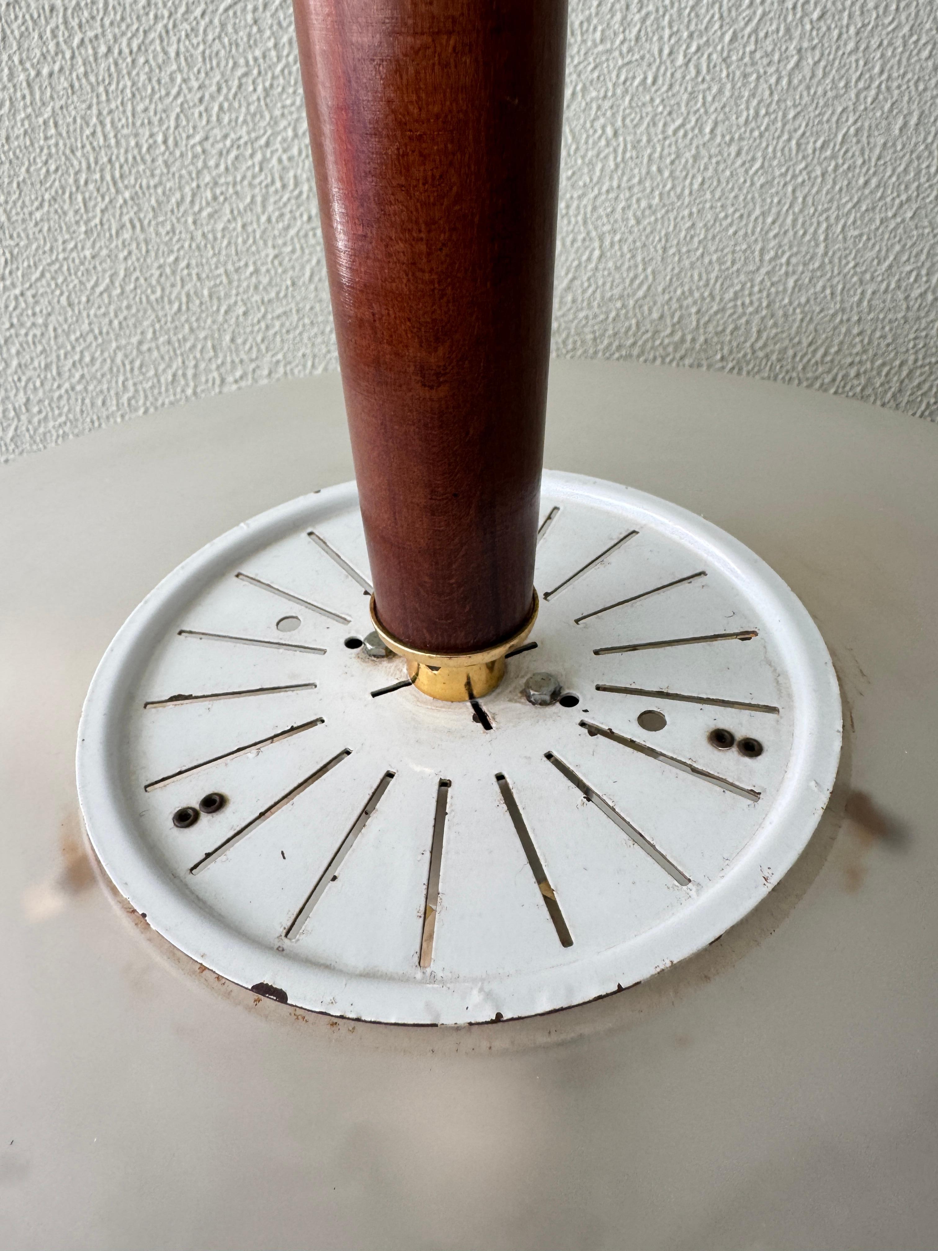 Lamiprogetti BAJA Lampada a sospensione in ottone e teak con vetro satinato Italia anni '80 in vendita 2