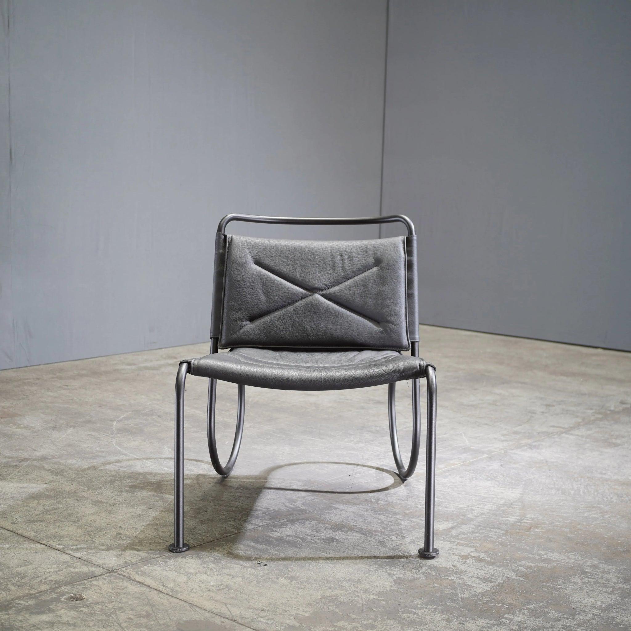 Metallo Sedia Corso Lammhults in pelle nera di Peters Andersen in vendita