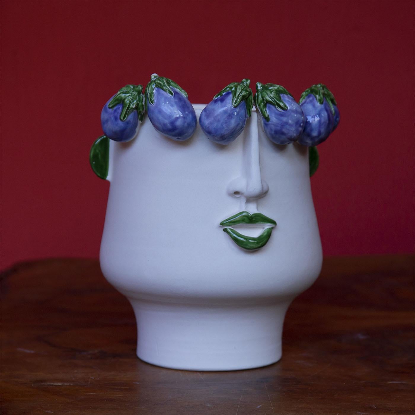 Ceramic L'Ammuttunata Seller Of Aubergine Vase For Sale