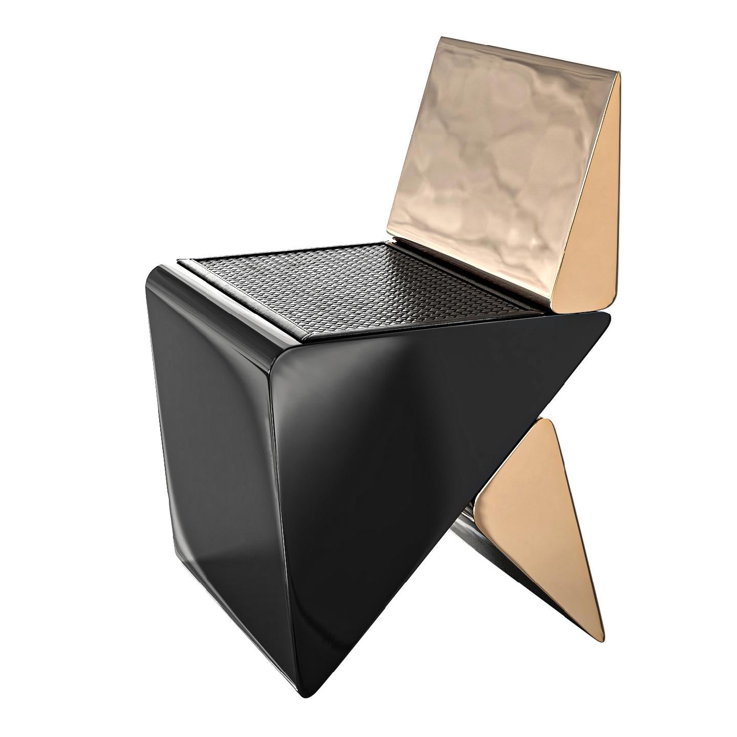 „L'amore Dell'anima“-Stuhl, achtteilig, Bronze und gewebtes Leder, Istanbul im Angebot 3