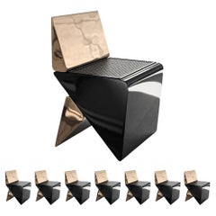 "L
amore Dell
anima" Chair, Set of Eight, Bronze and Woven Leather, Istanbul "L
amore Dell
anima" Chair, Set of Eight, Bronze and Woven Leather, Istanbul