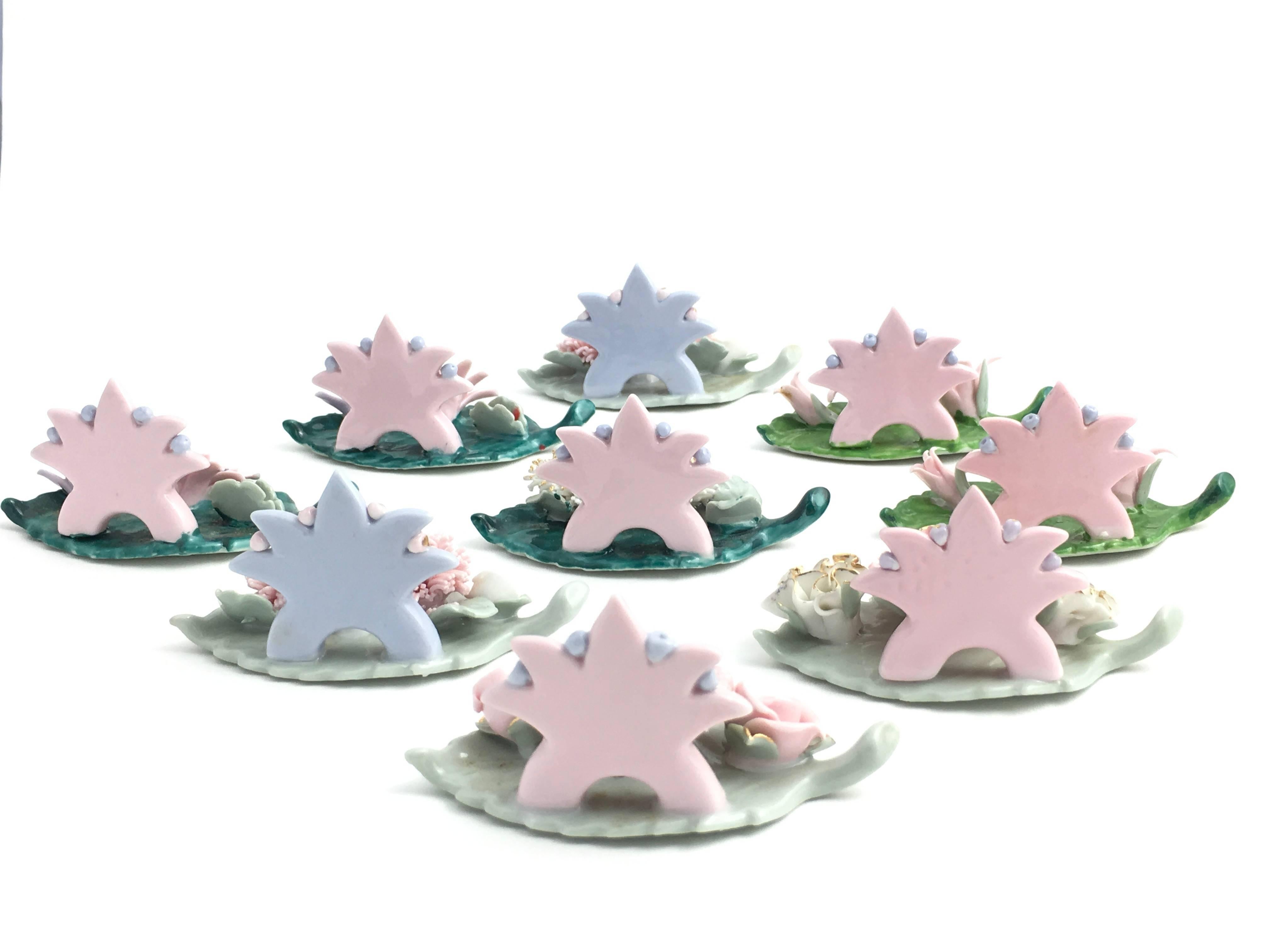 Japanese Lamore Occupied Japan Star and Flower Placecard / Place Card Holders Set of 13