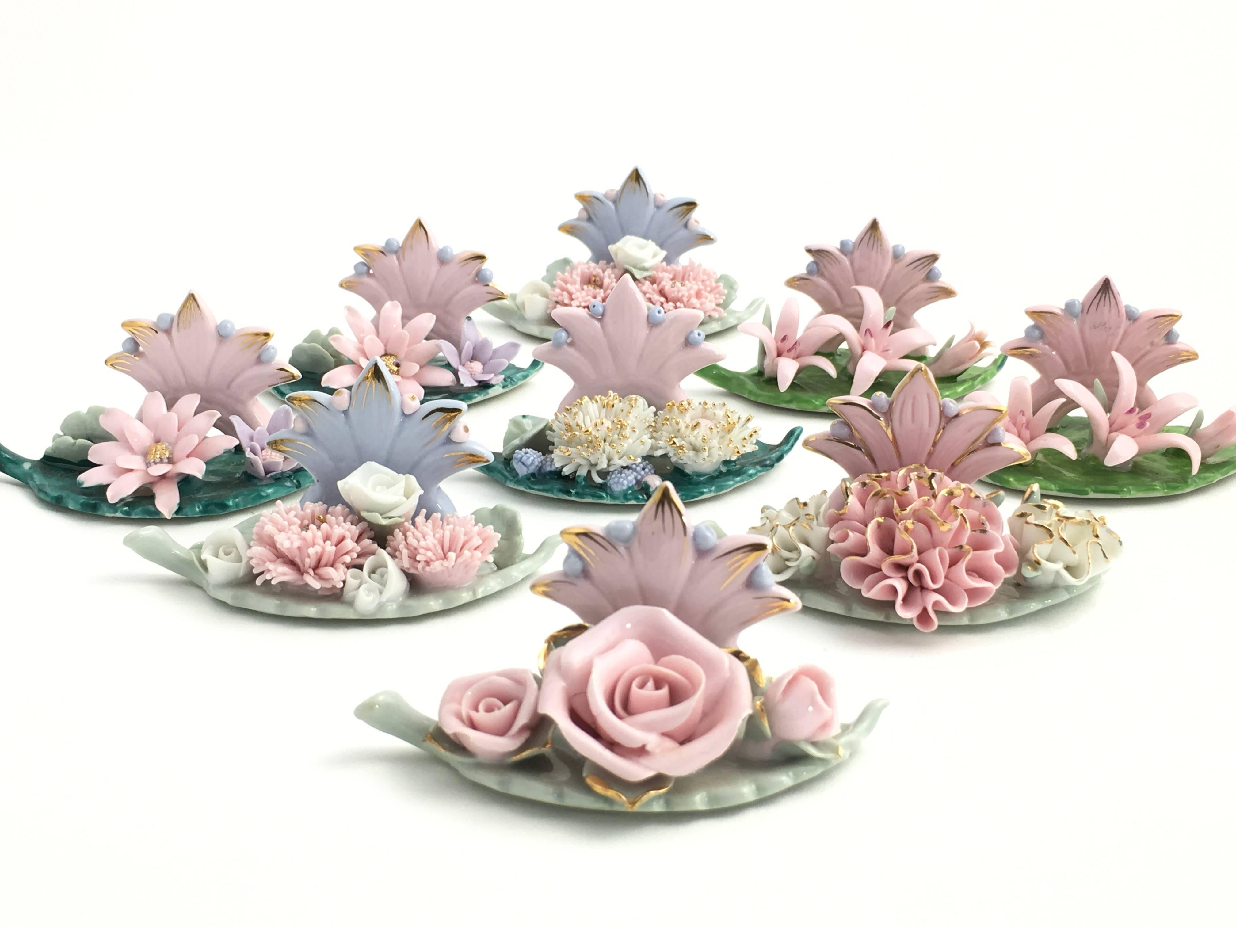 20th Century Lamore Occupied Japan Star and Flower Placecard / Place Card Holders Set of 13