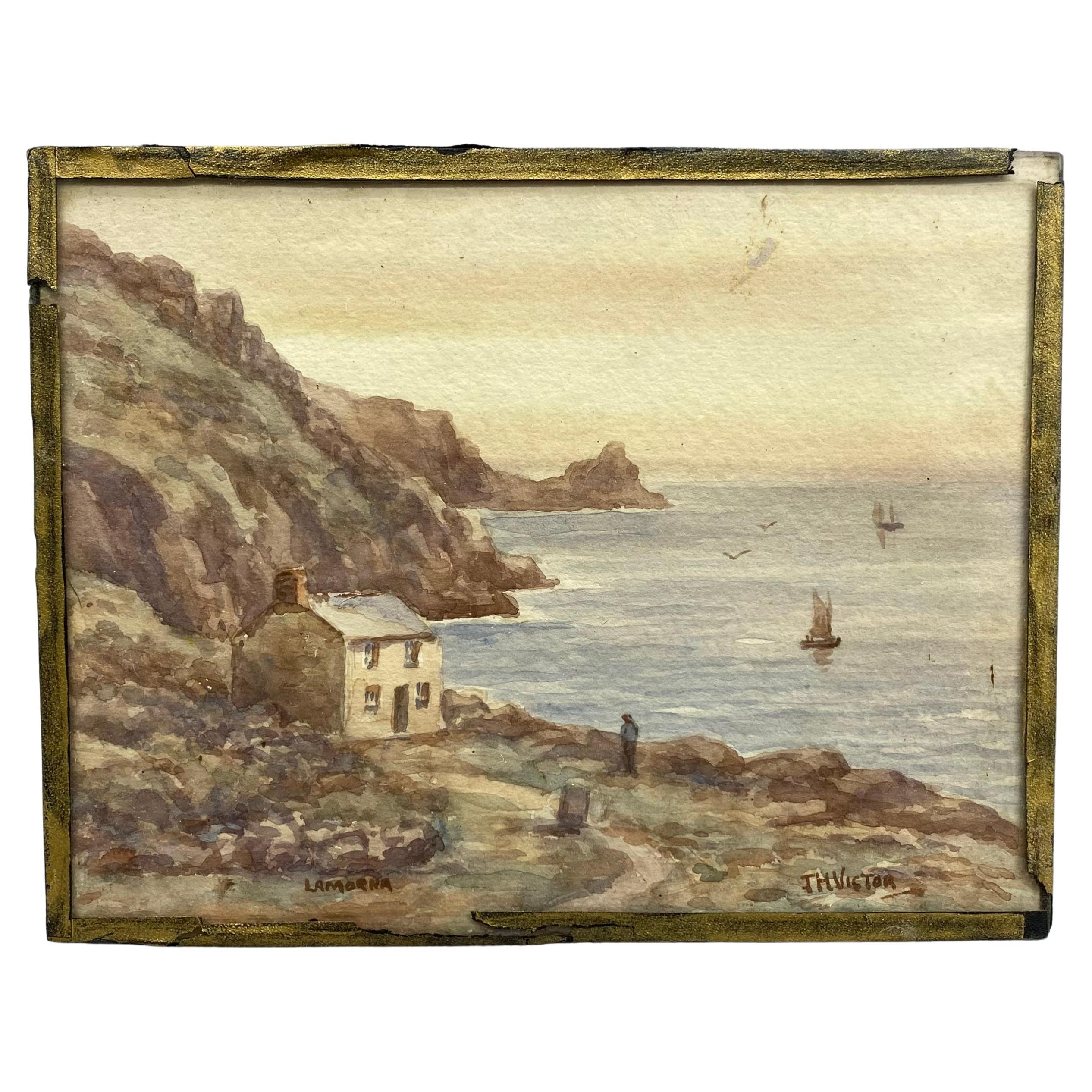 Lamorna Coloni Sheltered Cove, acquerello di Thomas Thomas Victor in vendita