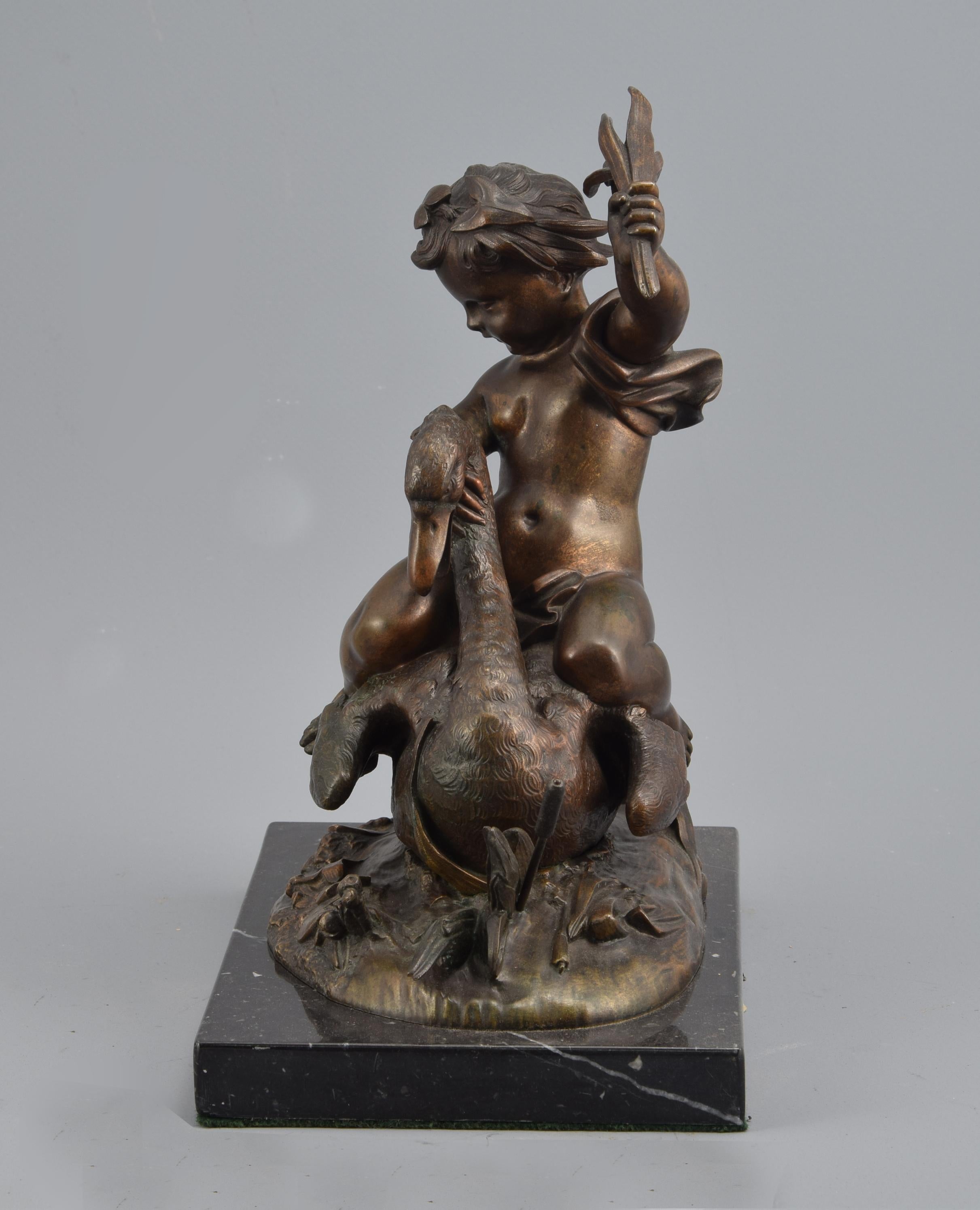 Neoclassical L'amour domptant la grâce 'Love dominating Grace', Bronze, Marble, France