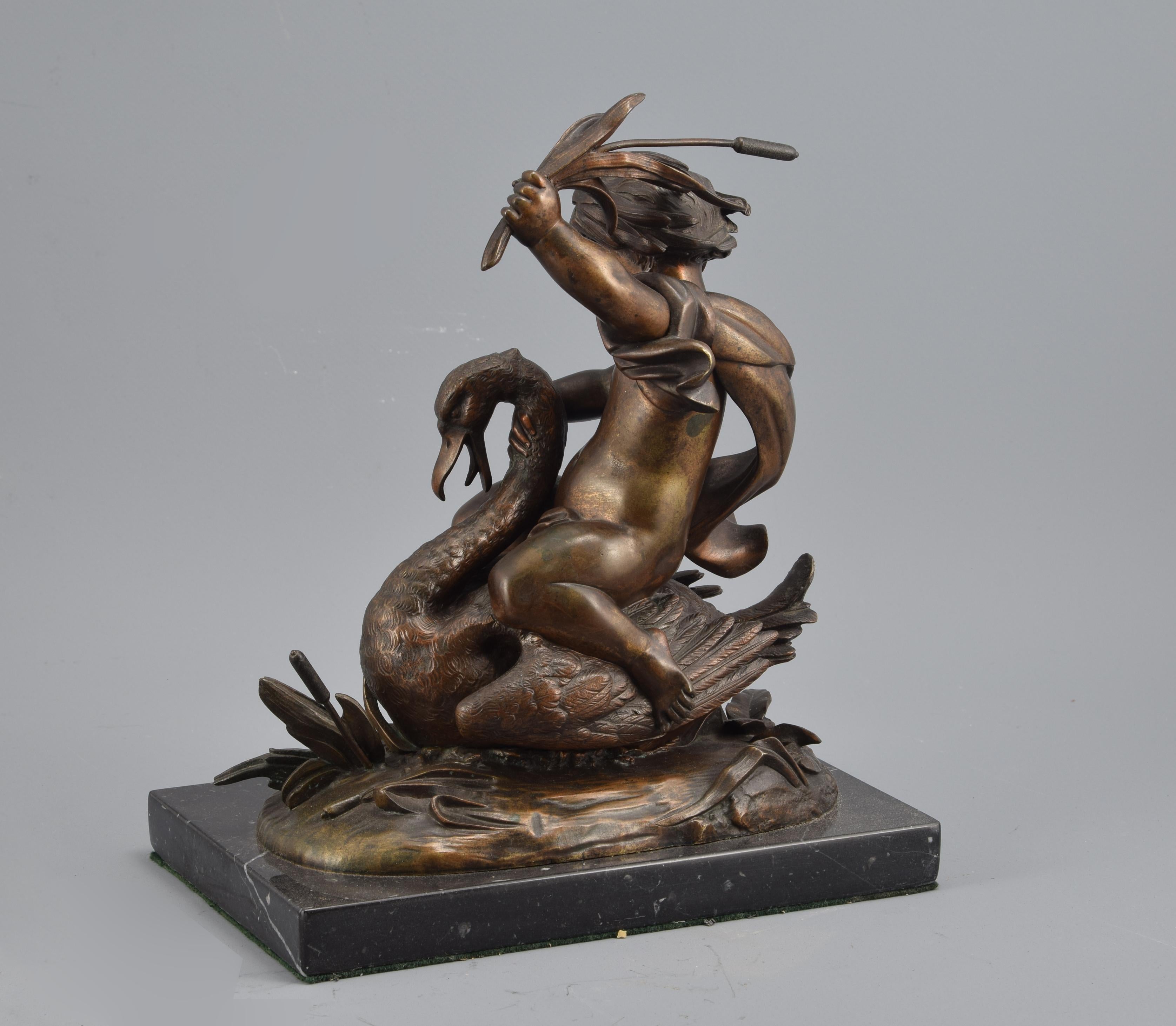 French L'amour domptant la grâce 'Love dominating Grace', Bronze, Marble, France