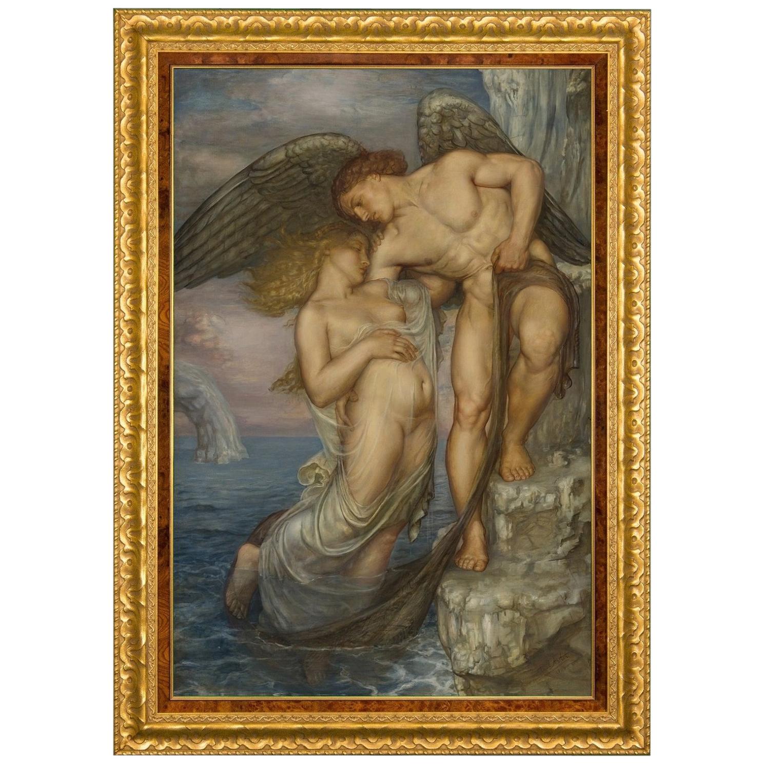L'Amour Sauve Des Eaux, after Belle Époque Oil Painting by Paul Artot For Sale