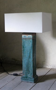 Lamp, 19th Century, Old Water Pipe Lamp, Decorative Lamp, Turquoise Glazed Lamp