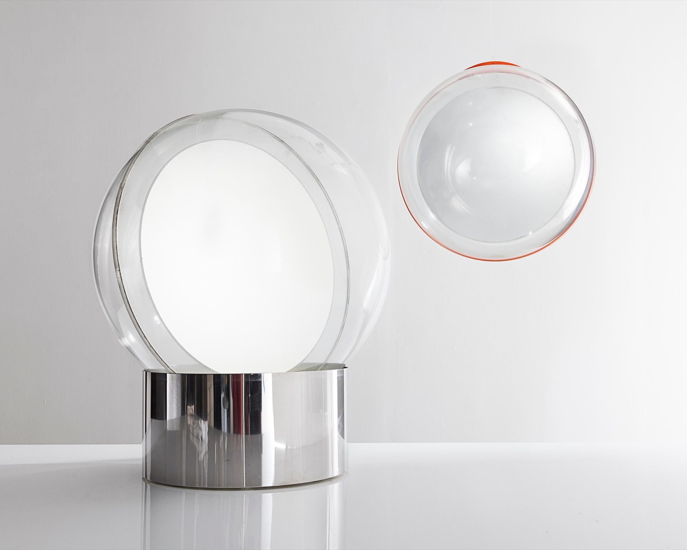 Italian Lamp 4043 in Chrome, Perspex, and Mirrored Glass by Filippo Panseca, 1968 For Sale