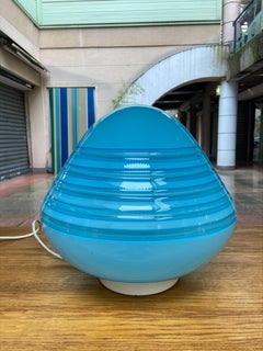 Lámpara-Barbini, cristal de Murano azul, hacia 1970