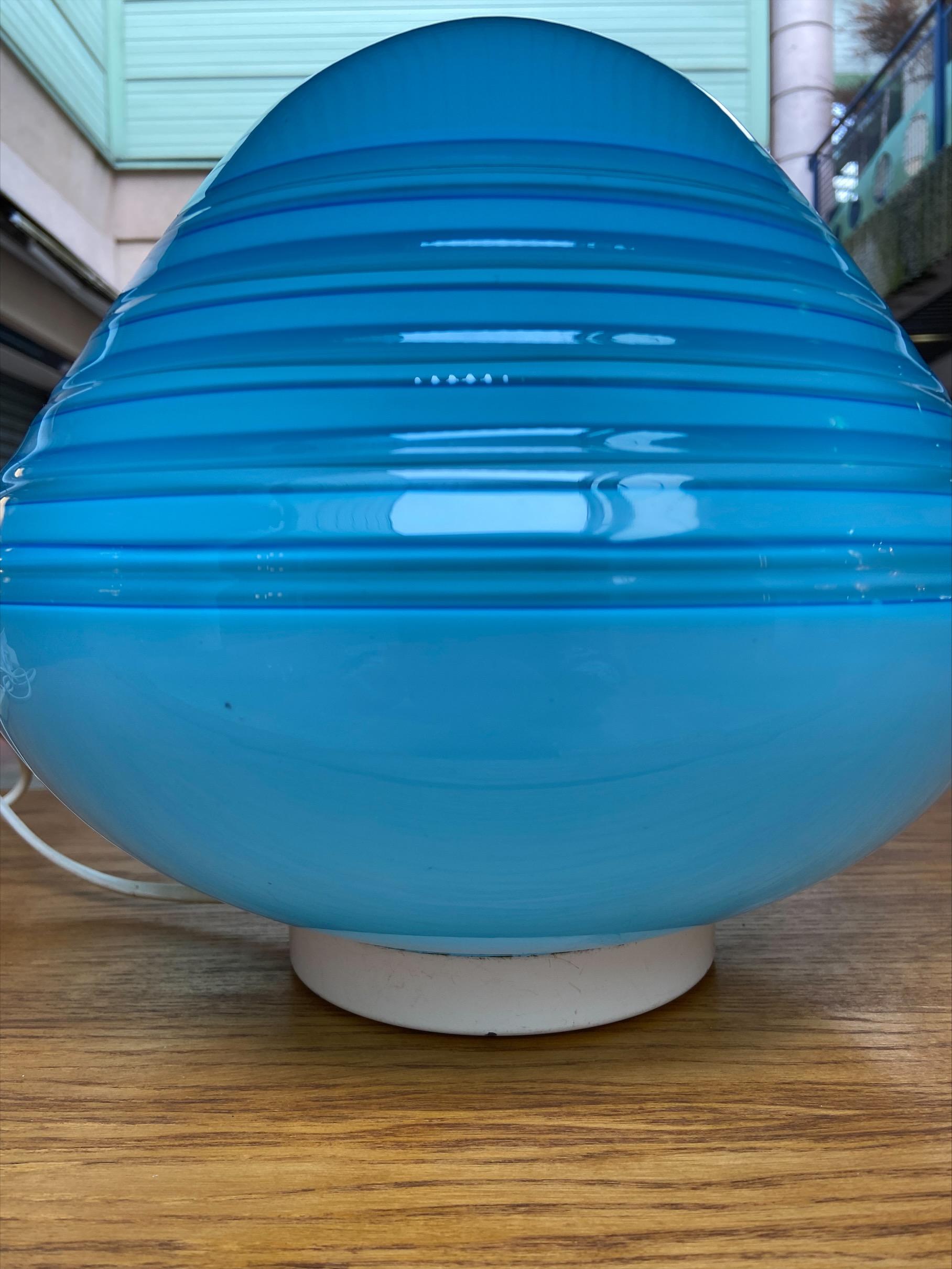Italian Lamp-Barbini, Blue Murano Glass, circa 1970 For Sale