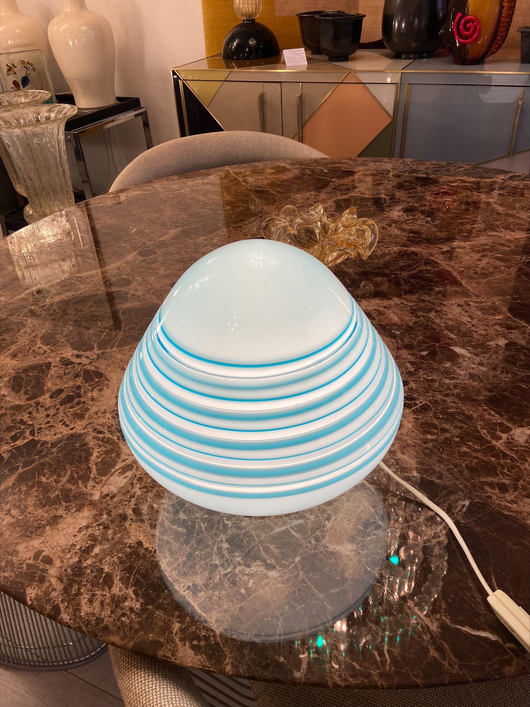 Lamp-Barbini, Blue Murano Glass, circa 1970 For Sale 2