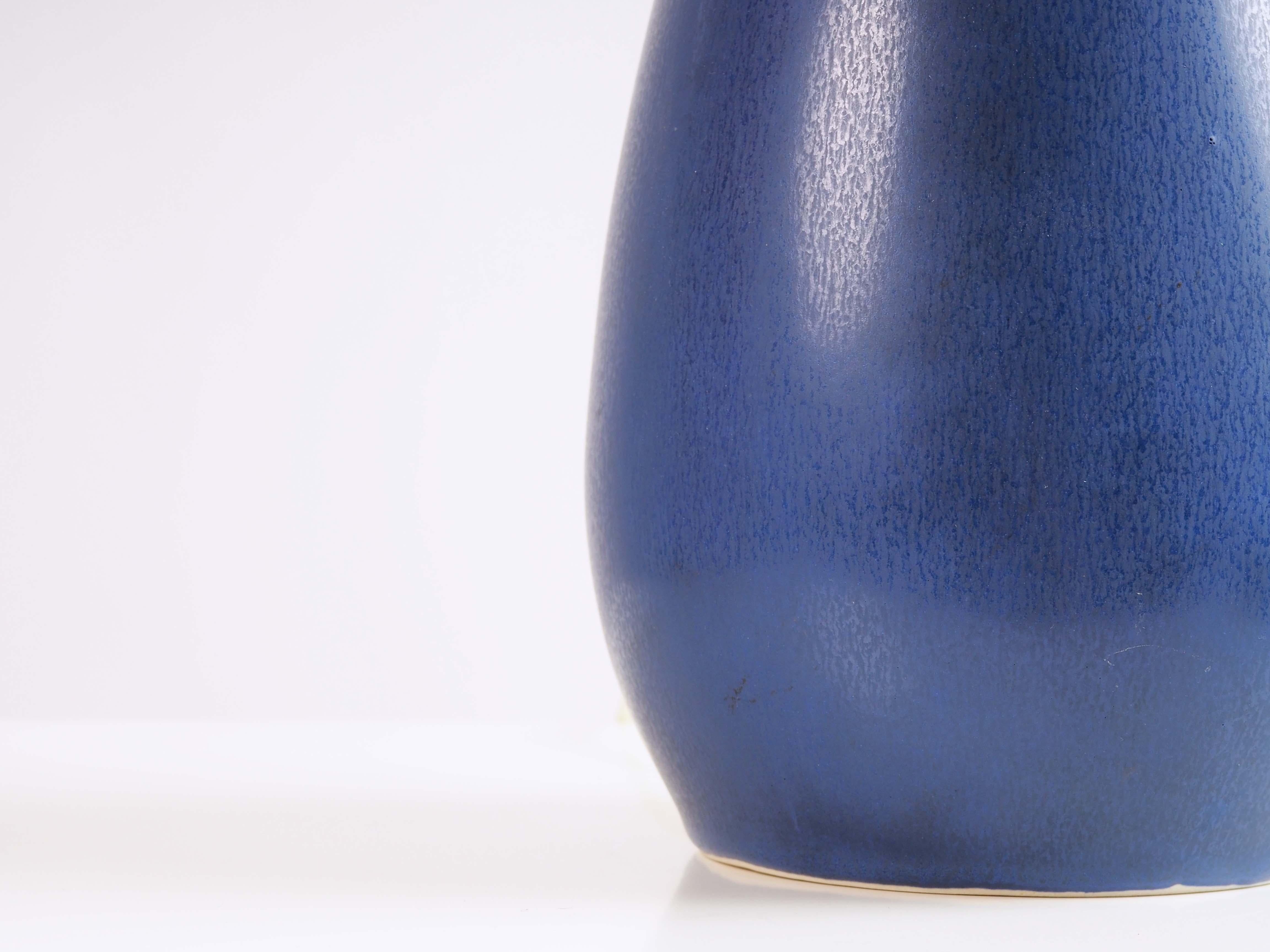 Lamp base in stoneware by Per Linnemann-Schmidt at Palshus, Denmark. Beautiful blue hare’s fur glaze.