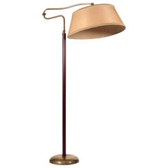 Vintage Lamp Brass Leather Paper, Italy, 1940s-1950s