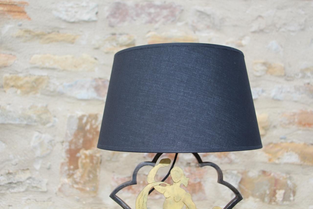 Lamp By Edgar Brandt In Art Deco Wrought Iron In Good Condition For Sale In Charmes, FR