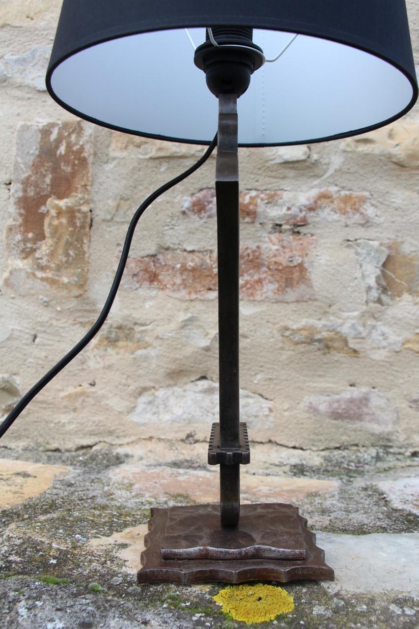 Lamp By Edgar Brandt In Art Deco Wrought Iron For Sale 2
