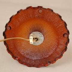 Lamp by Nybro Armaturfabrik Amber Cast Glass & Brass Signed Sweden 1960
