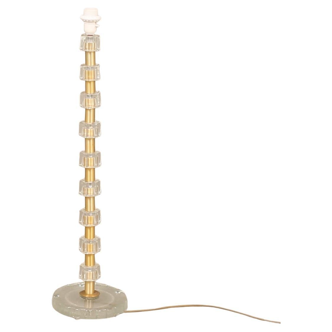 Lamp by Nybro Armaturfabrik Clear Cast Glass & Brass Signed Sweden 1960