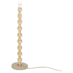 Lamp by Nybro Armaturfabrik Clear Cast Glass & Brass Signed Sweden 1960