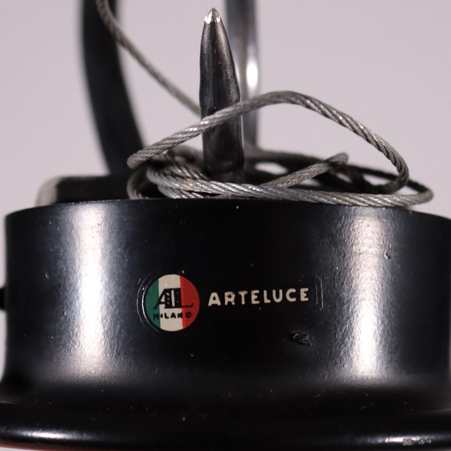 Mid-20th Century Lamp Chromed Metal Enameled Aluminum 1960s G. Sarfatti Arteluce For Sale