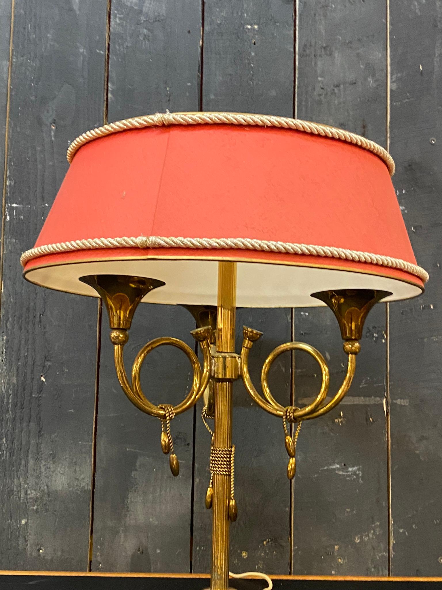 Neoclassical Lamp Decorated with Brass Stilt Decors, circa 1950 For Sale