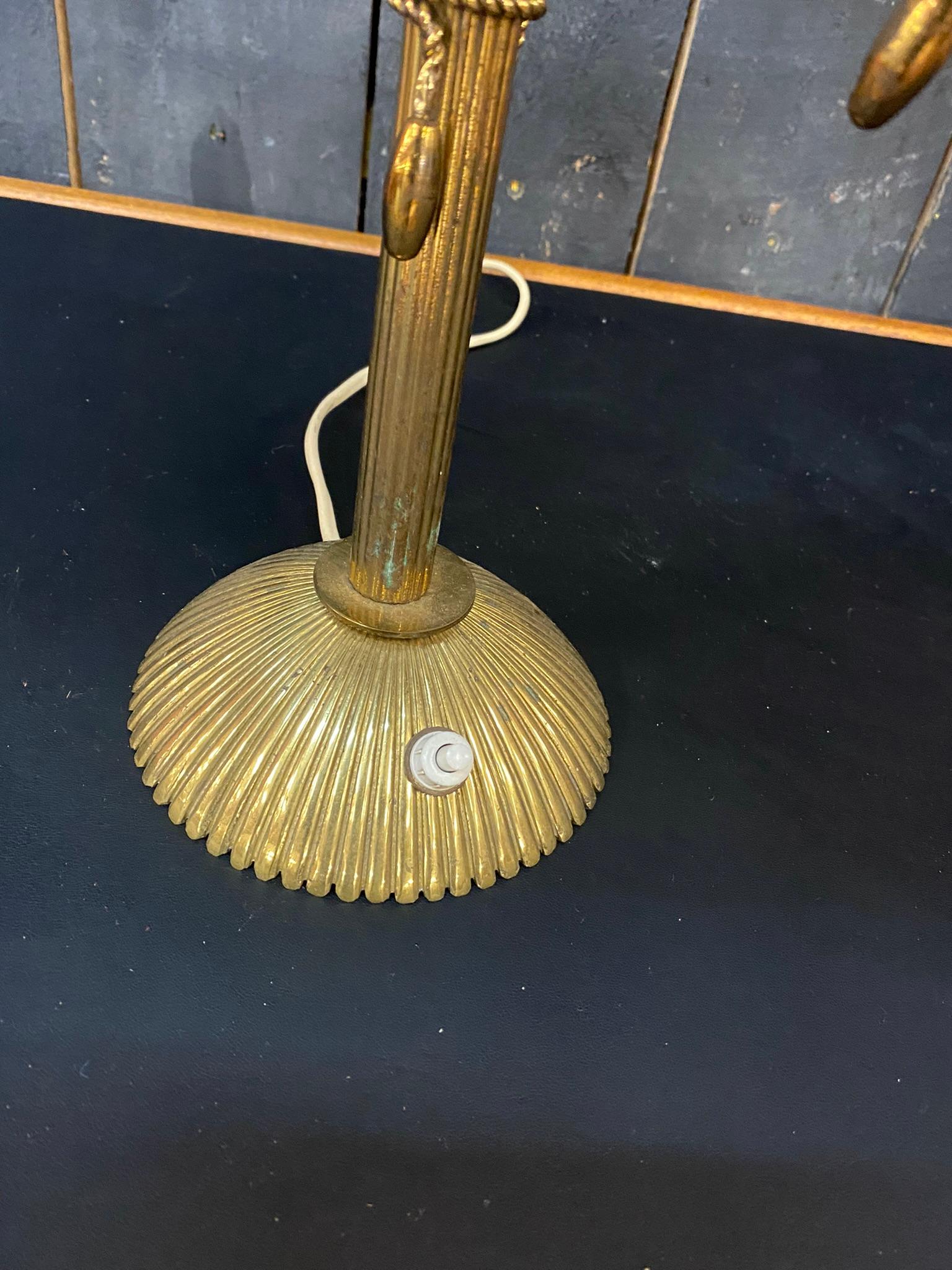 Mid-20th Century Lamp Decorated with Brass Stilt Decors, circa 1950 For Sale