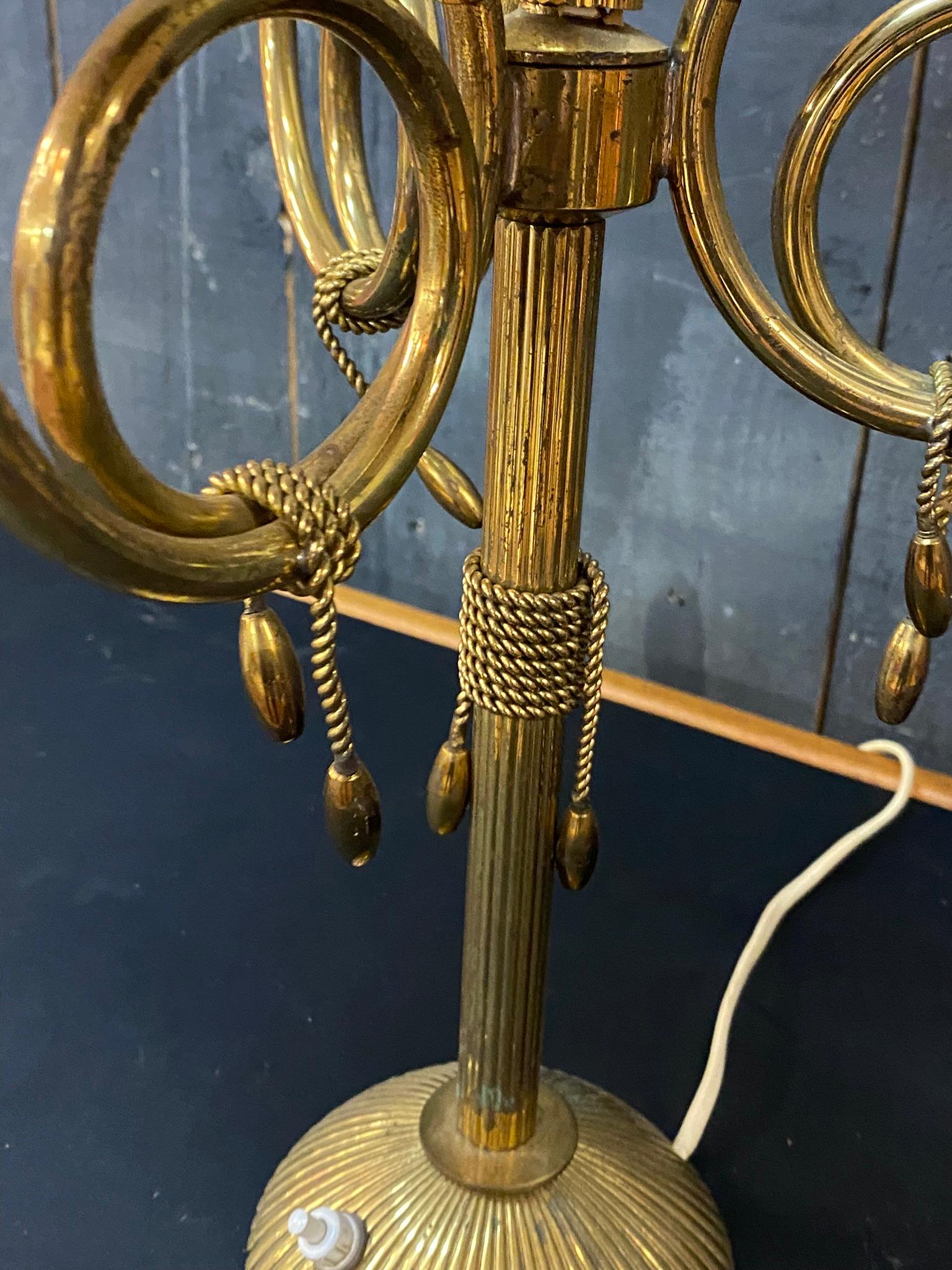 Lamp Decorated with Brass Stilt Decors, circa 1950 For Sale 1