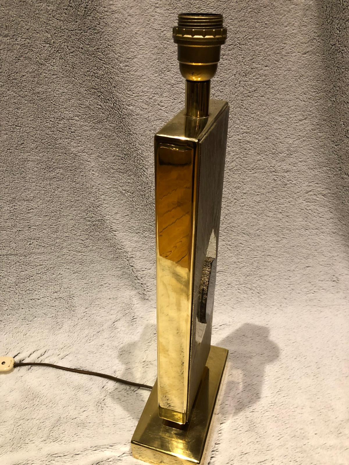 Lamp Etched Brass with Agate by Georges Mathias, circa 1980 For Sale 2
